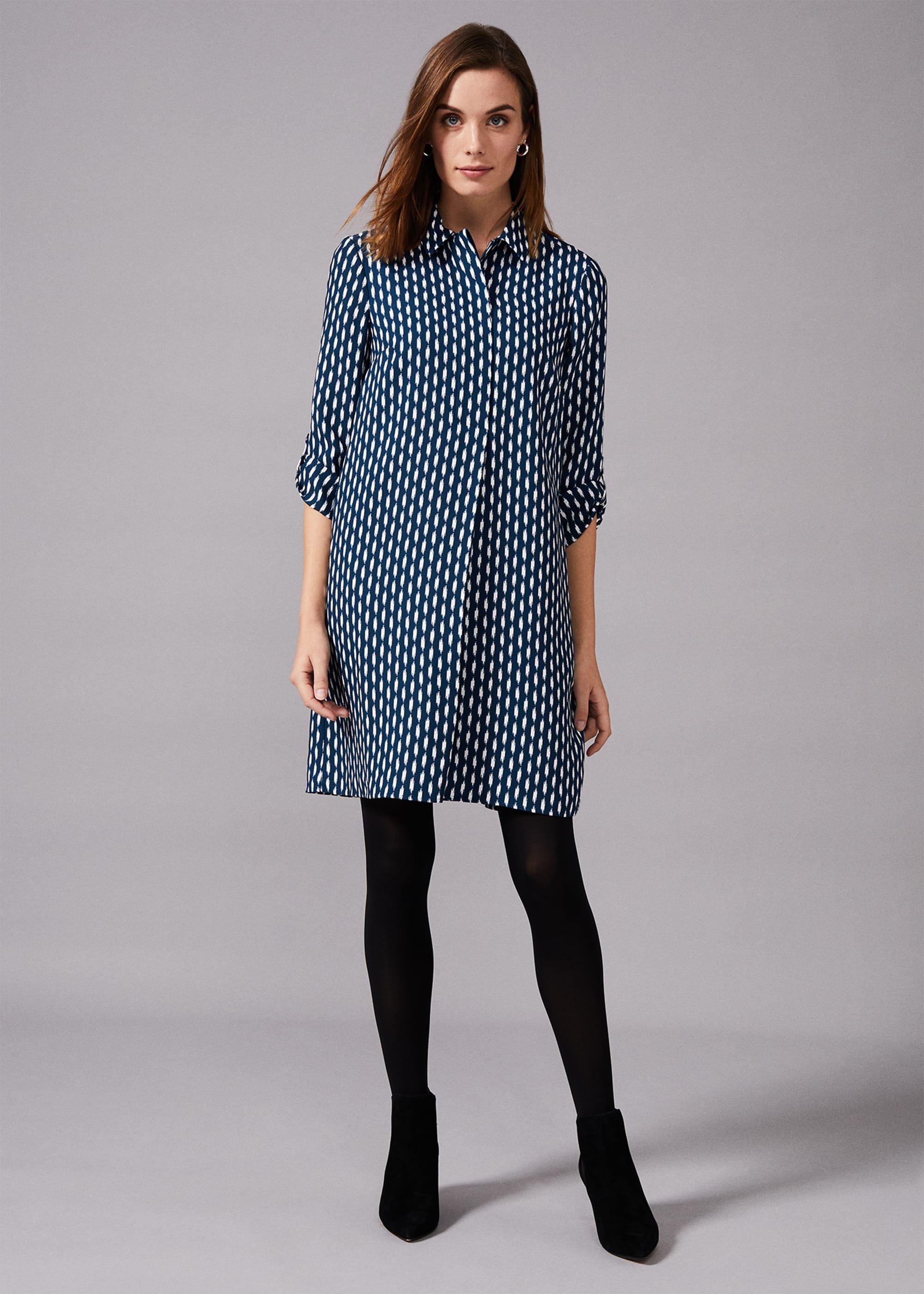 Ikat Printed Shirt Dress