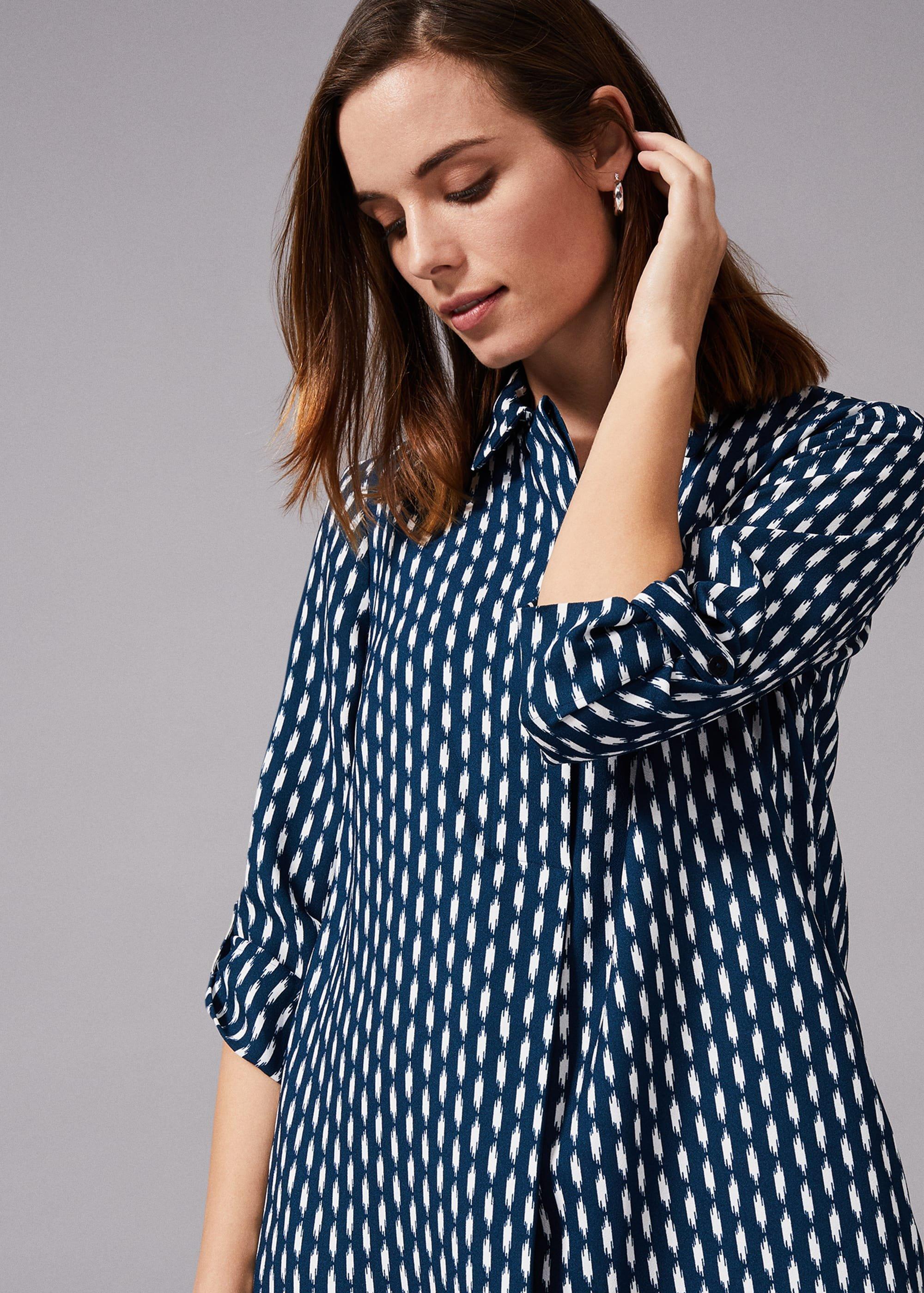 Ikat Printed Shirt Dress