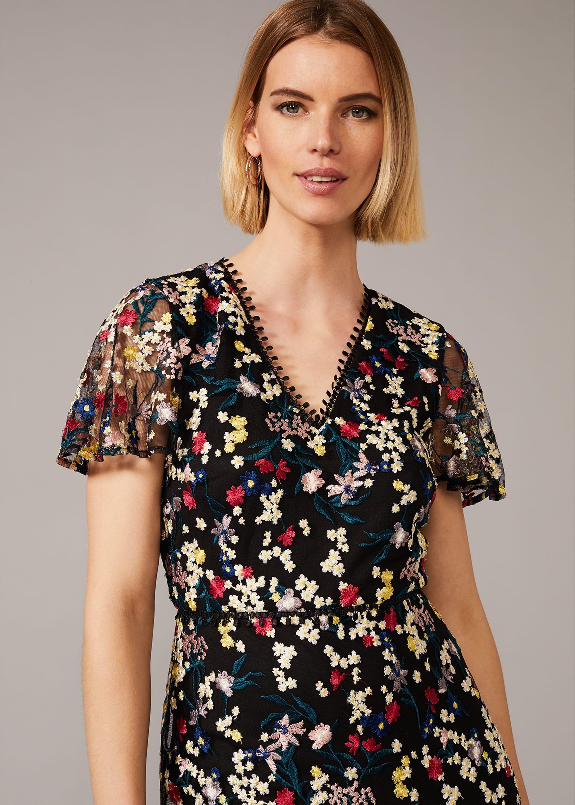 Daiva Embroidered Fishtail Dress