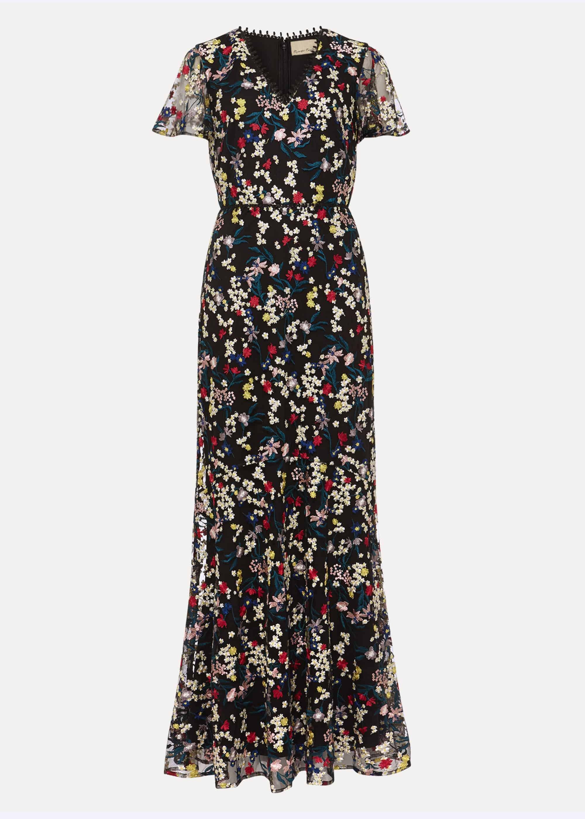 Daiva Embroidered Fishtail Dress