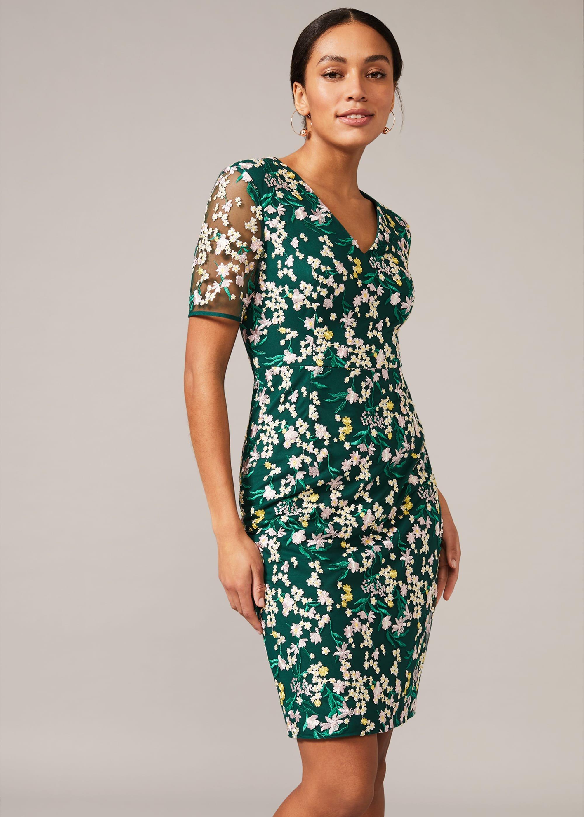 Oralie Floral Embroidered Fitted Dress