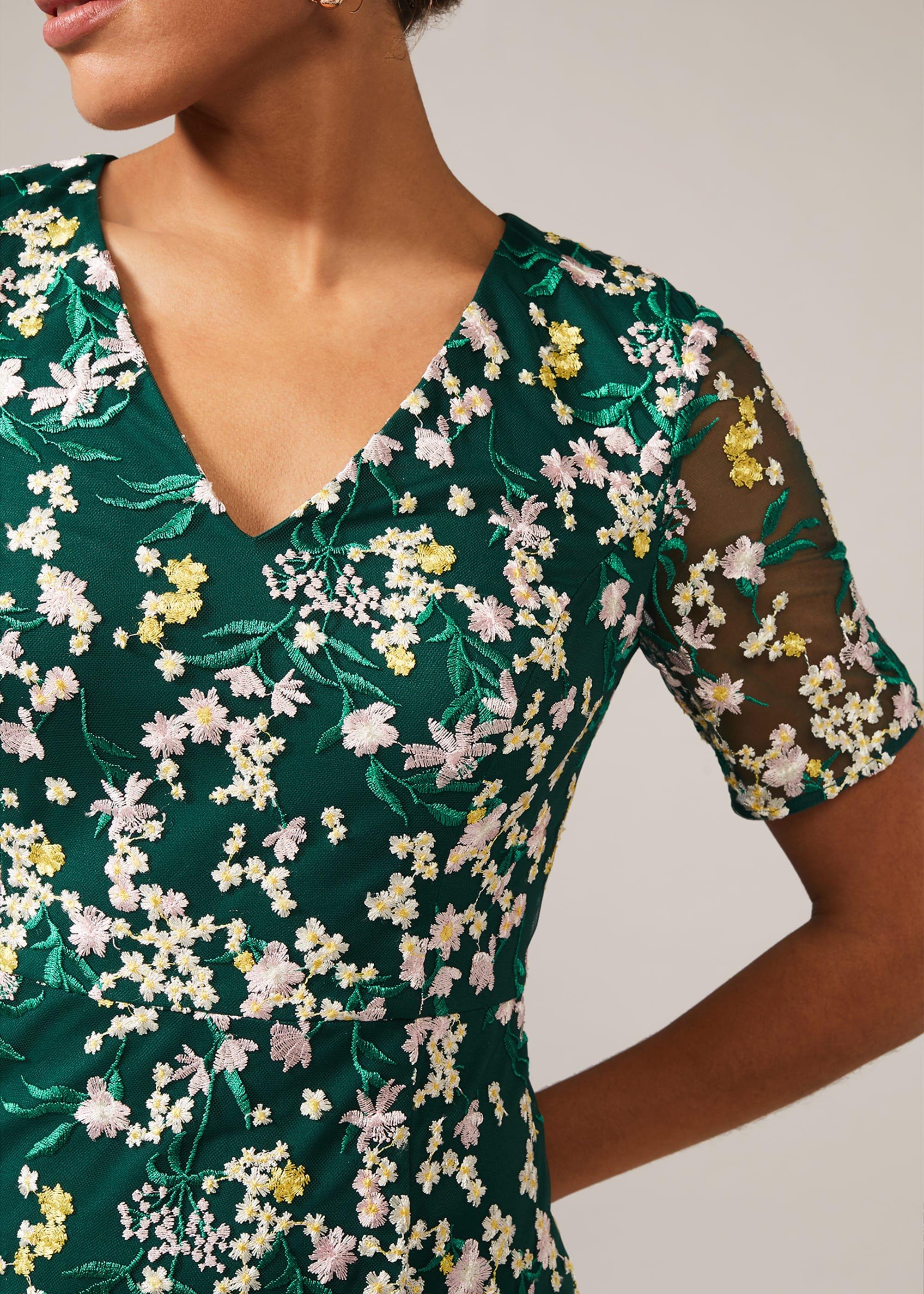 Oralie Floral Embroidered Fitted Dress