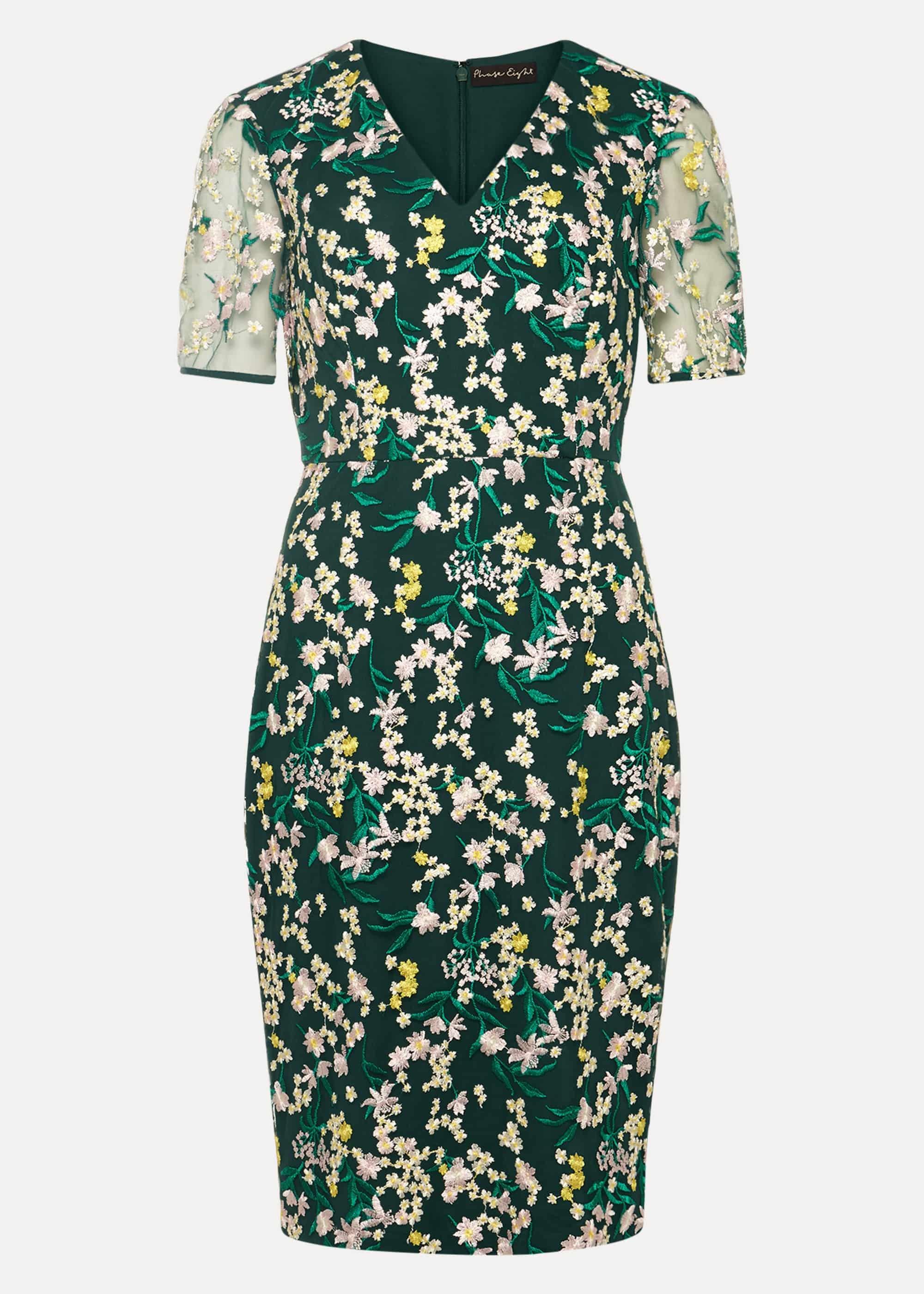 Oralie Floral Embroidered Fitted Dress