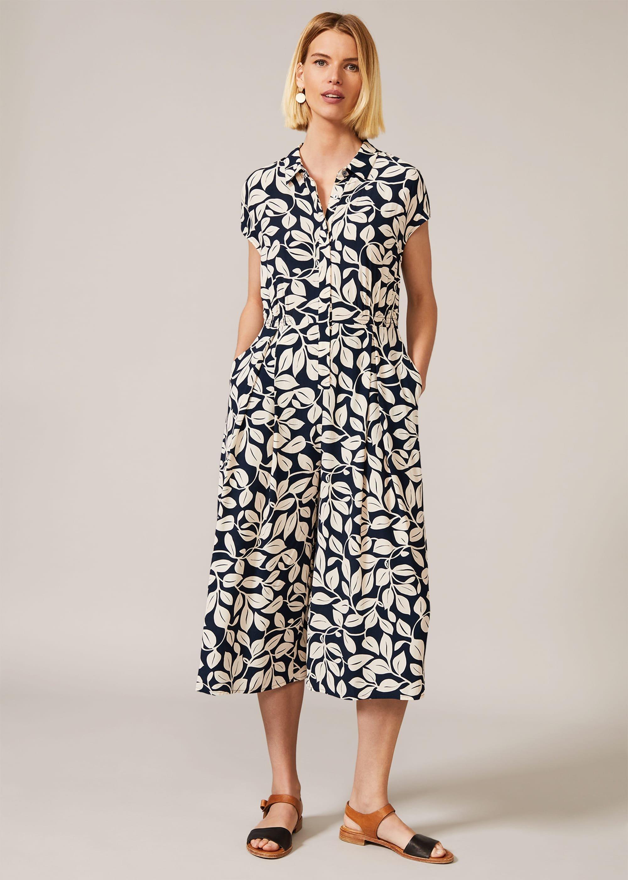 Palm Print Culotte Jumpsuit