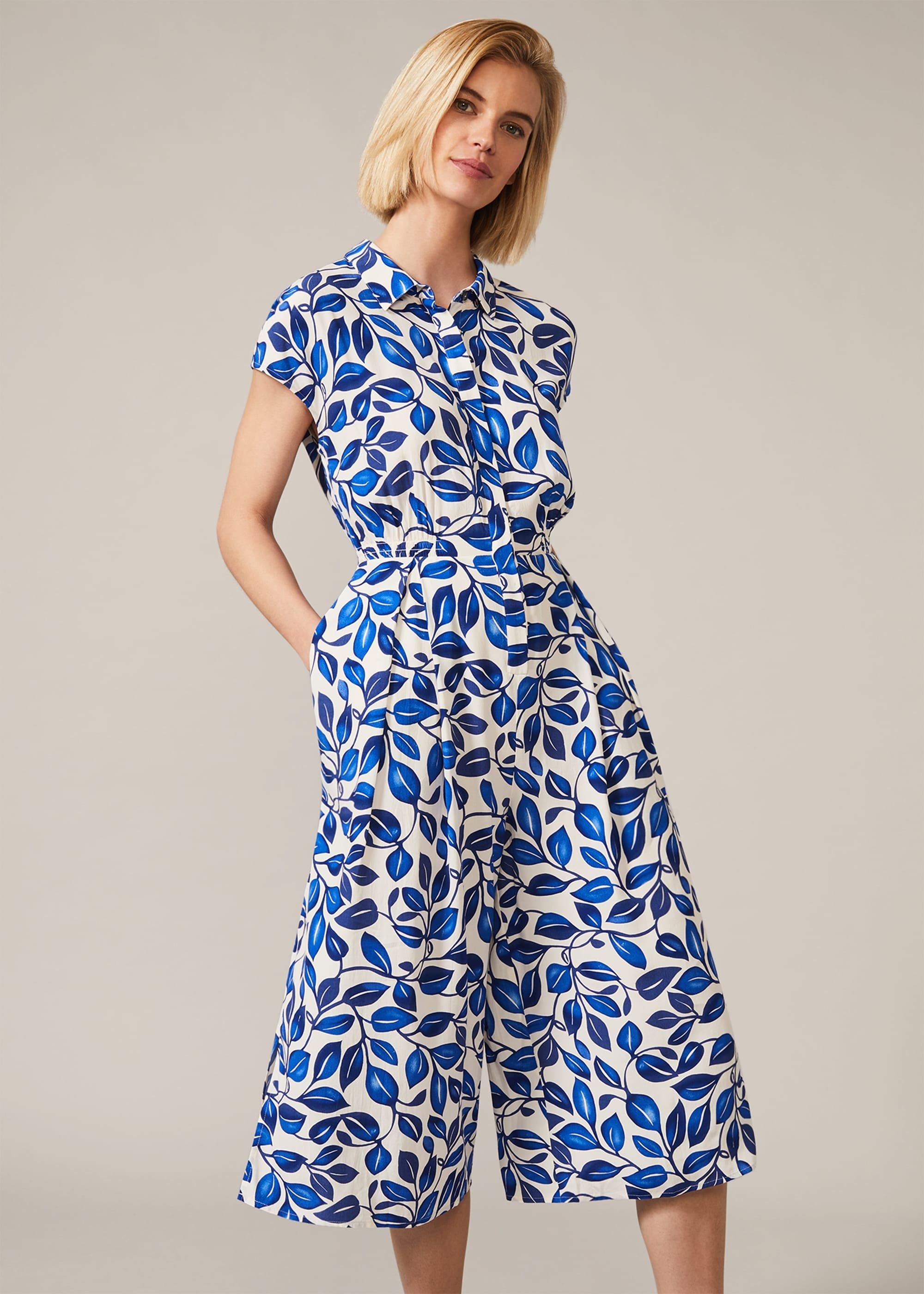 Palm Print Culotte Jumpsuit
