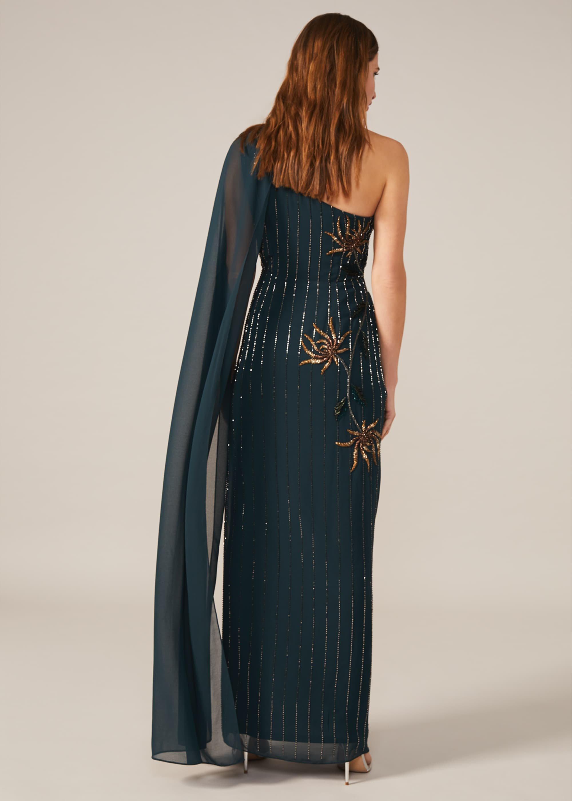 Kalina One Shoulder Cape Dress