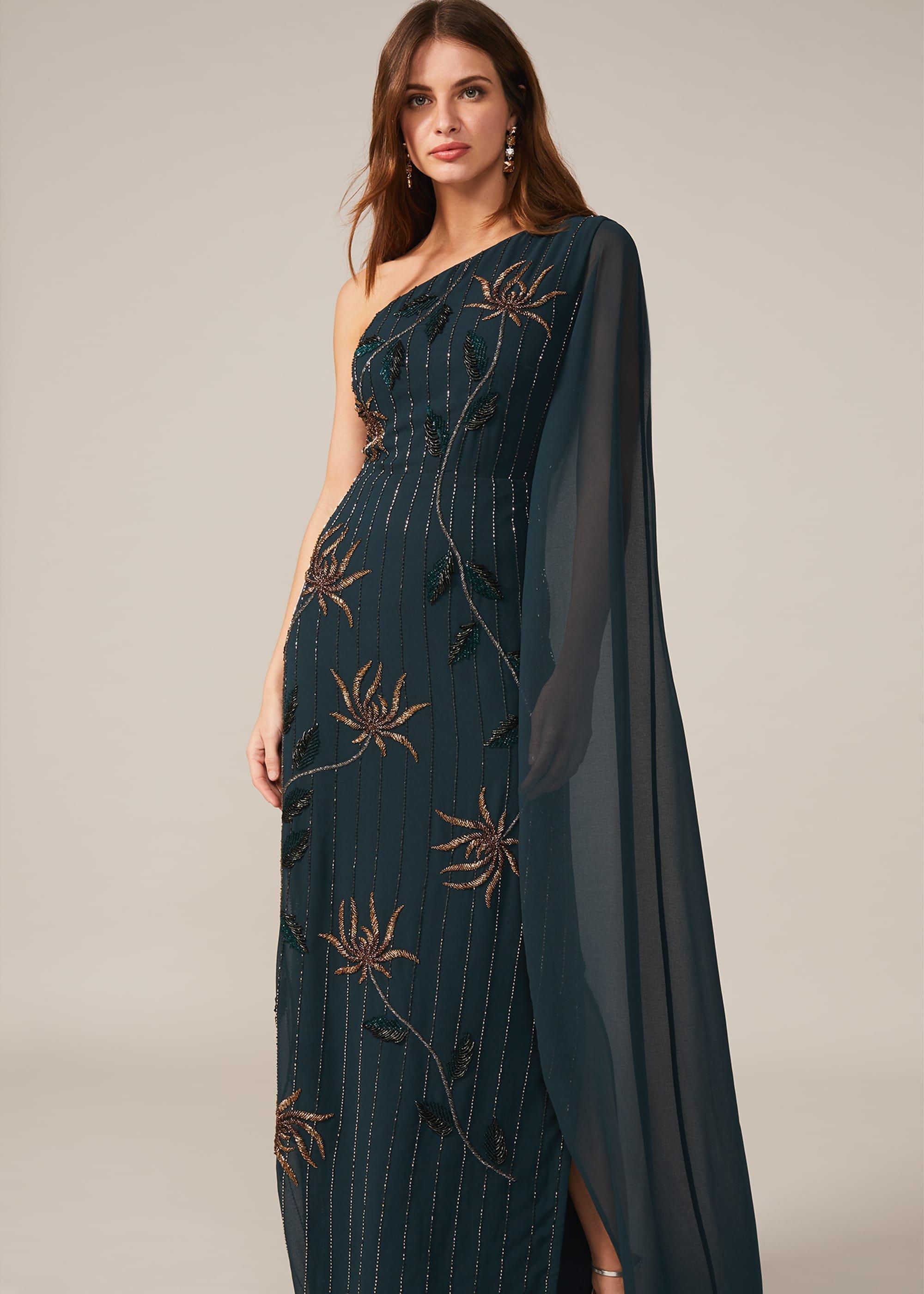 Kalina One Shoulder Cape Dress