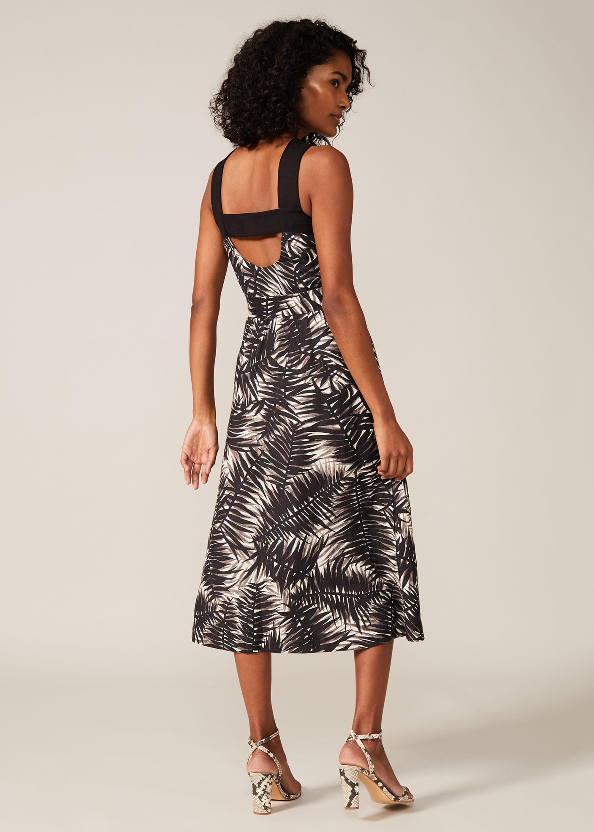 Patsy Palm Print Linen Dress