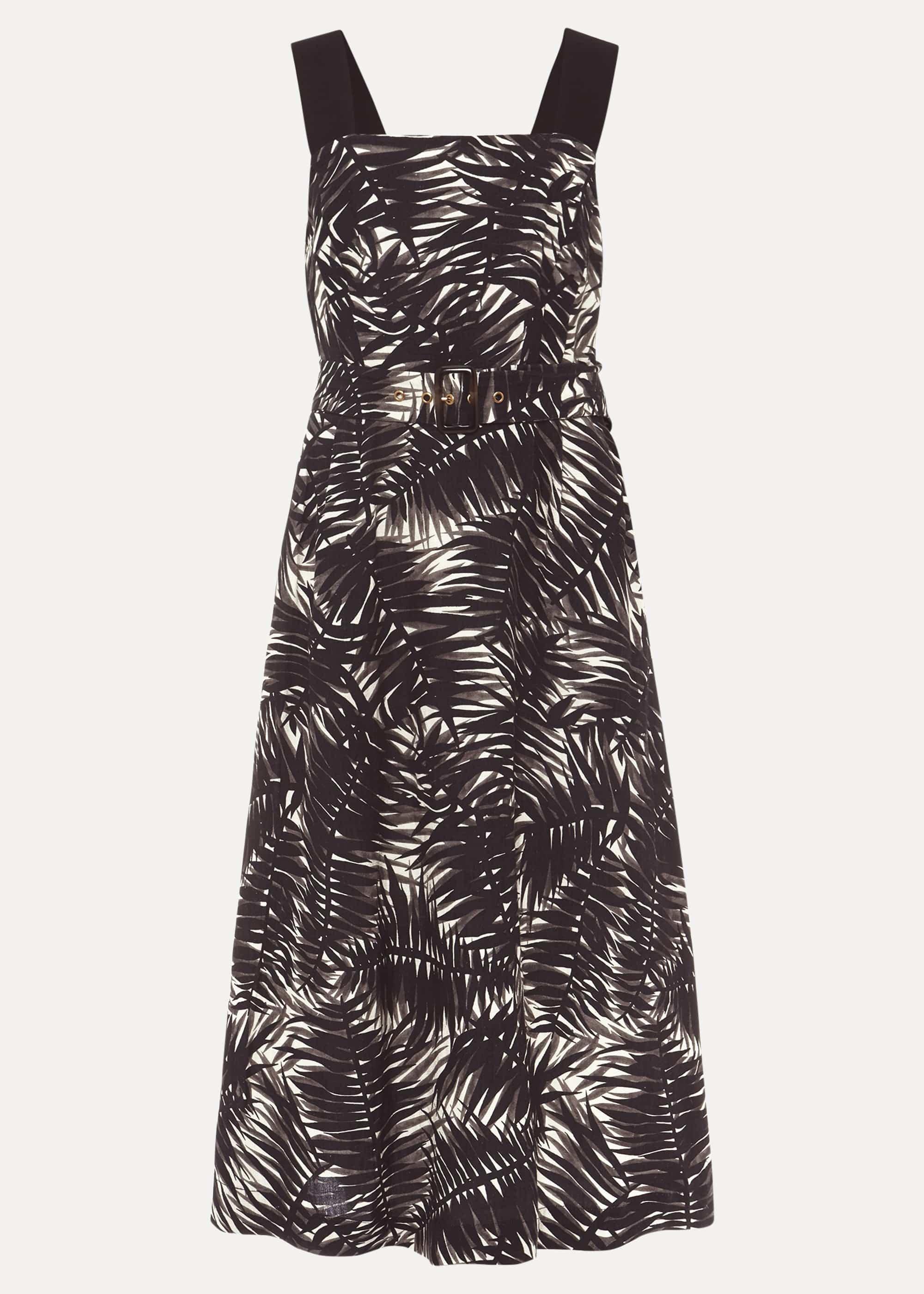 Patsy Palm Print Linen Dress