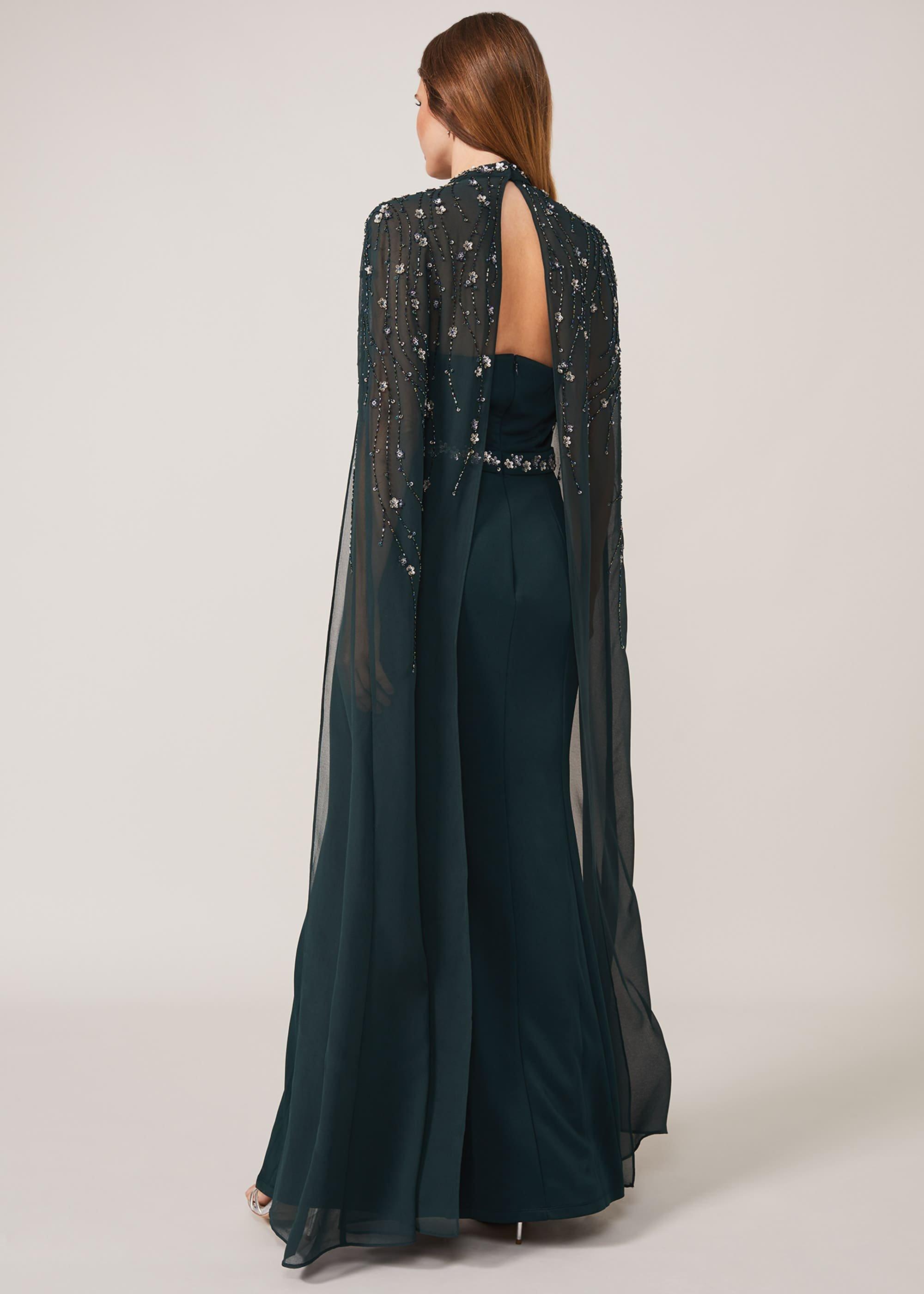 Kacy Beaded Cape Dress
