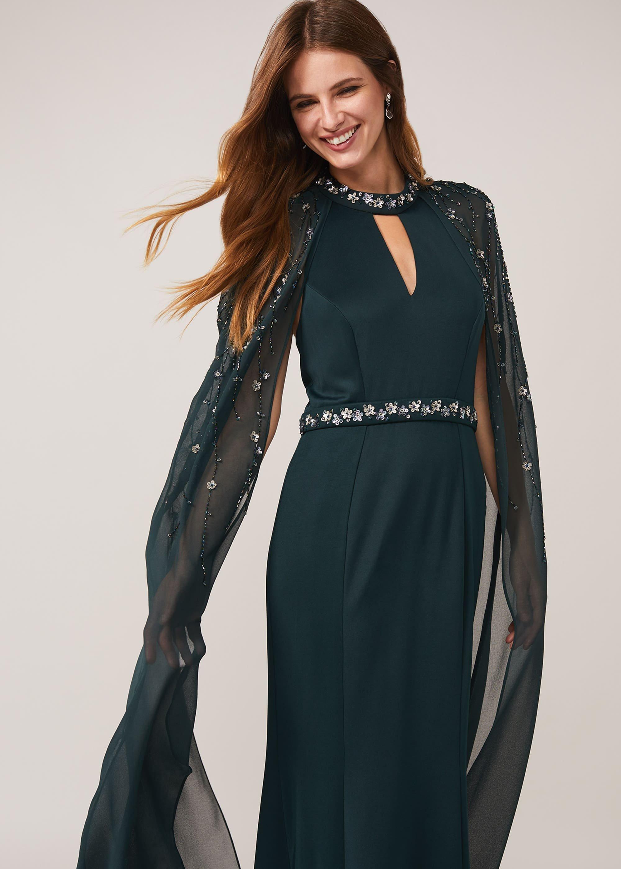 Kacy Beaded Cape Dress
