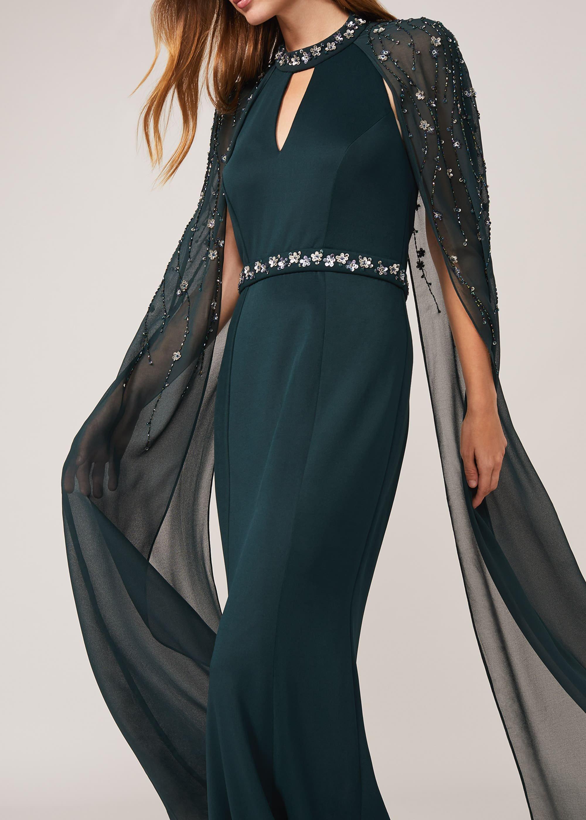 Kacy Beaded Cape Dress