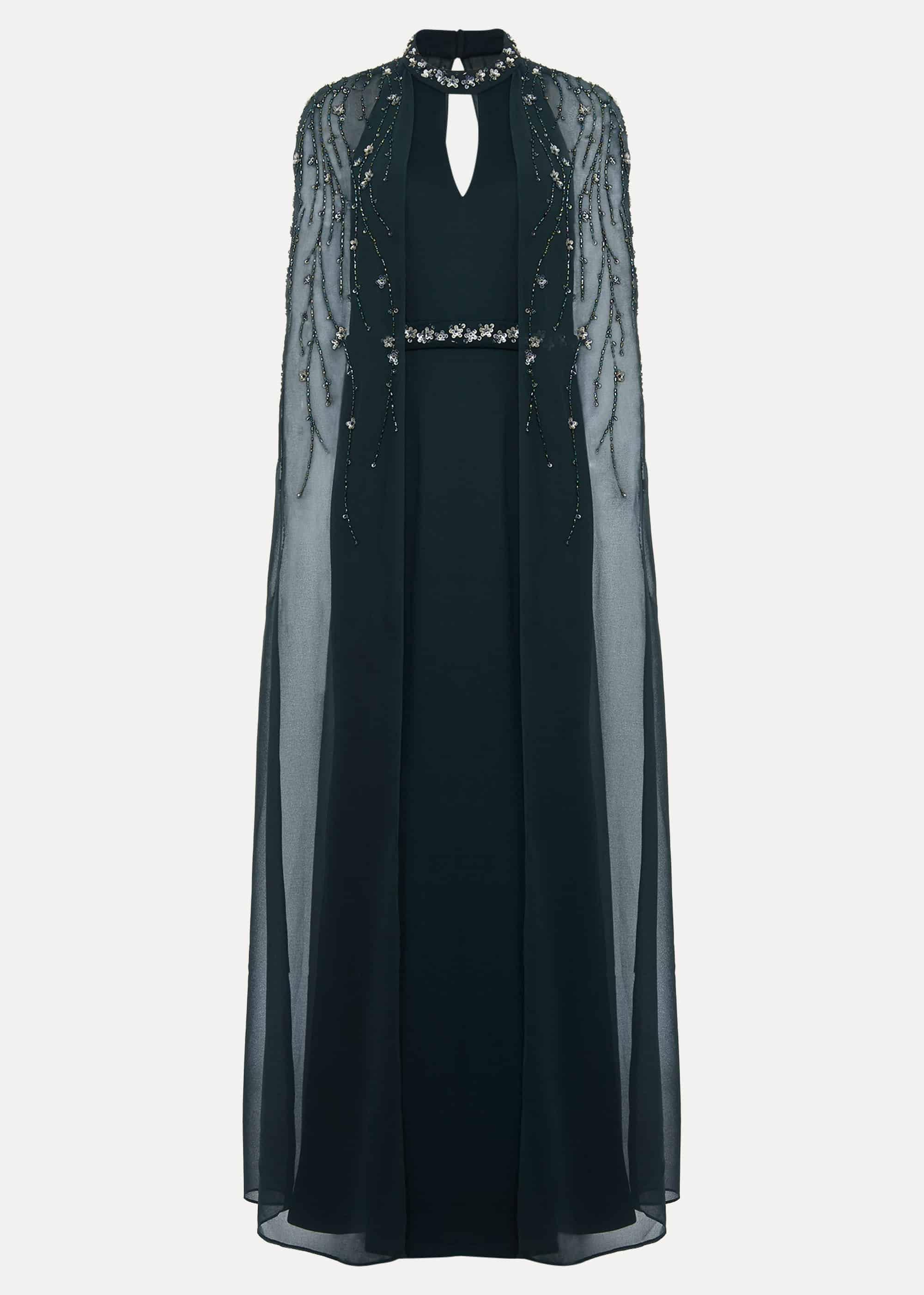 Kacy Beaded Cape Dress