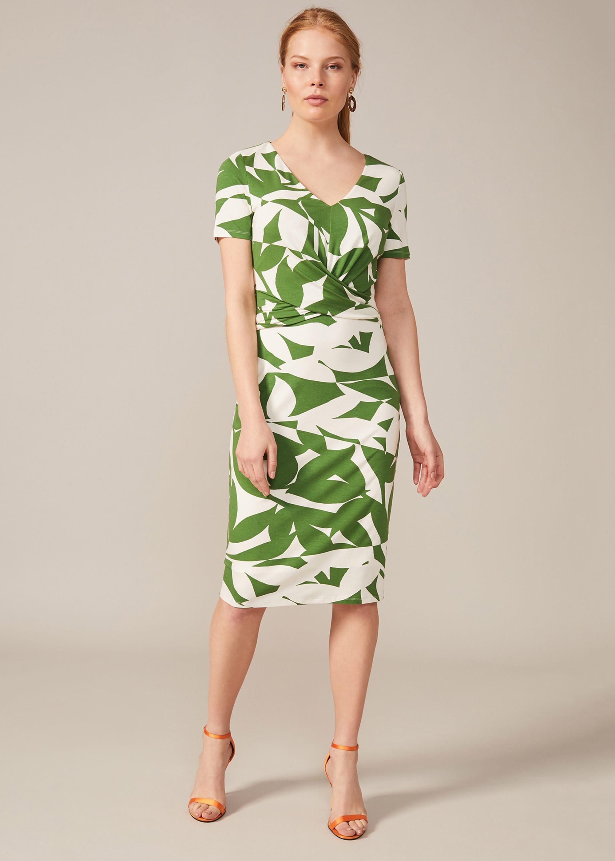 Gladys Leaf Print Jersey Dress