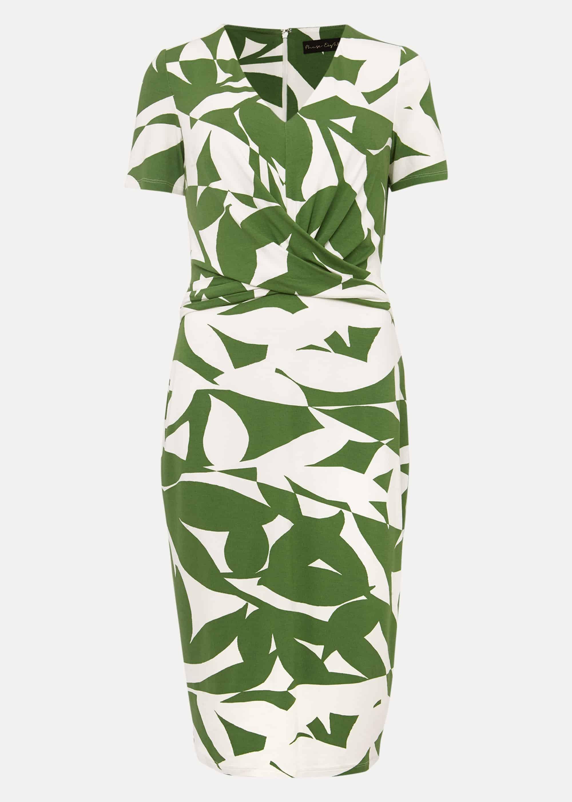 Gladys Leaf Print Jersey Dress