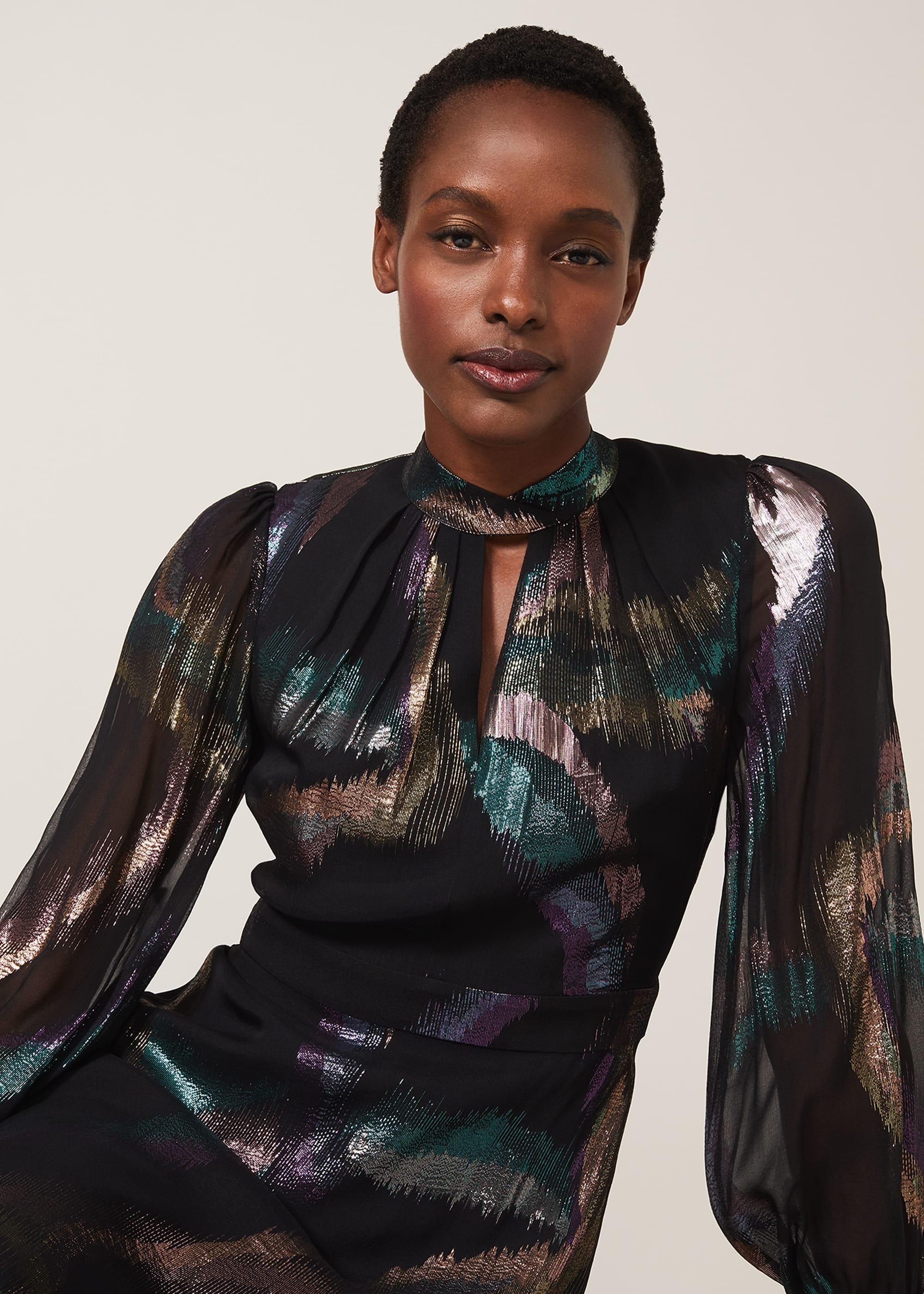 Kaylani Silk Jacquard Dress
