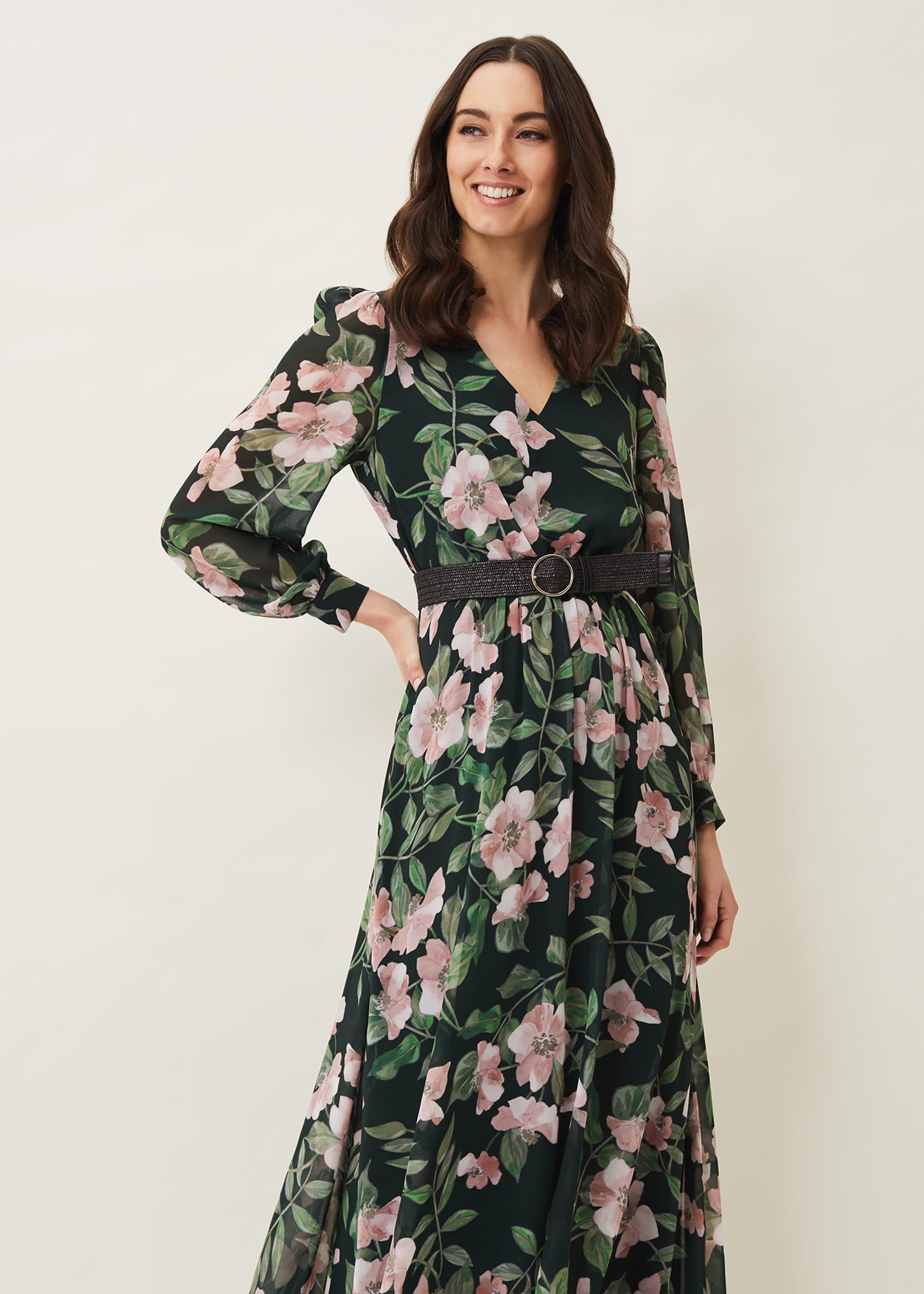 Hali Floral Belted Maxi Dress