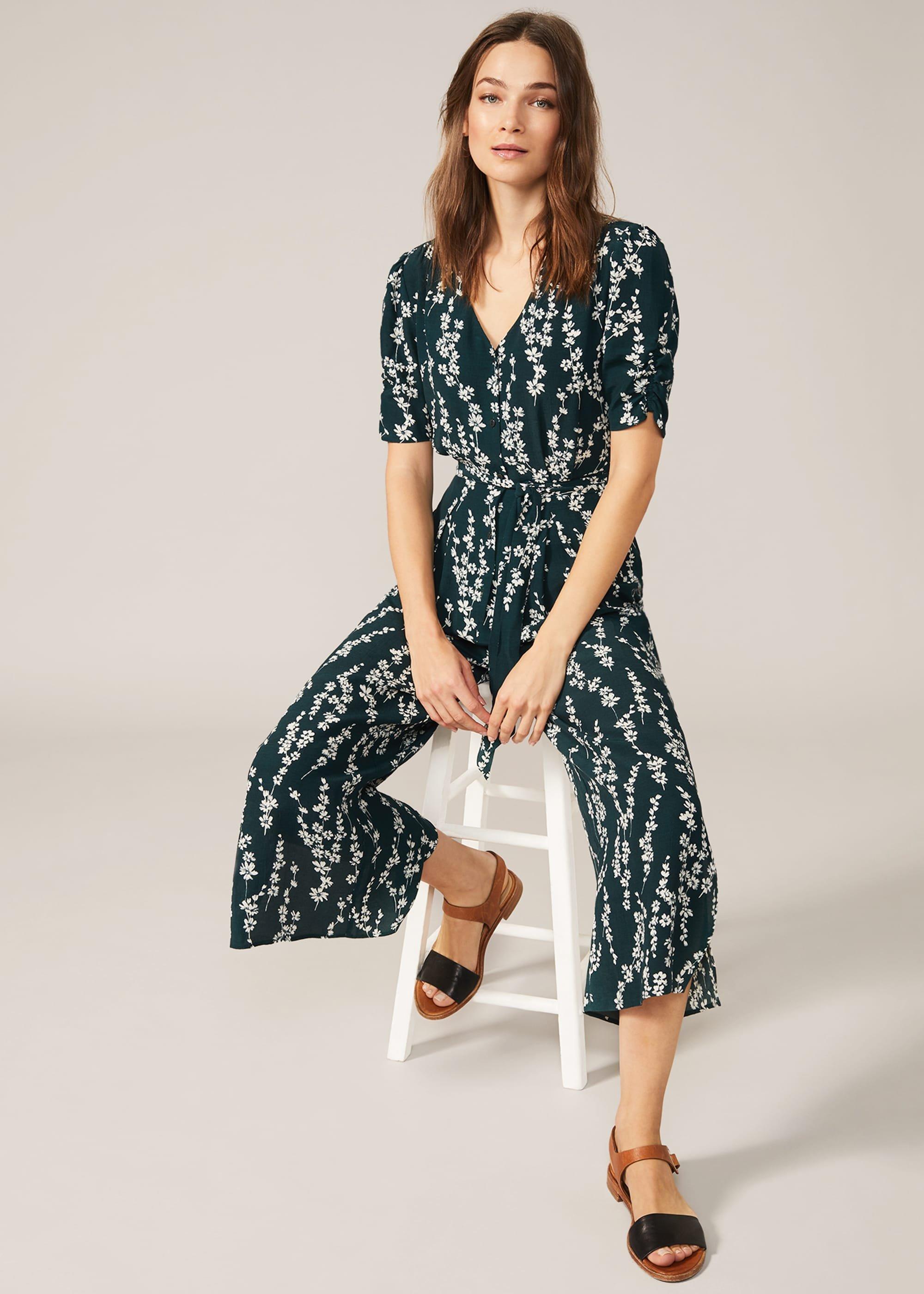 Jean Floral Jumpsuit