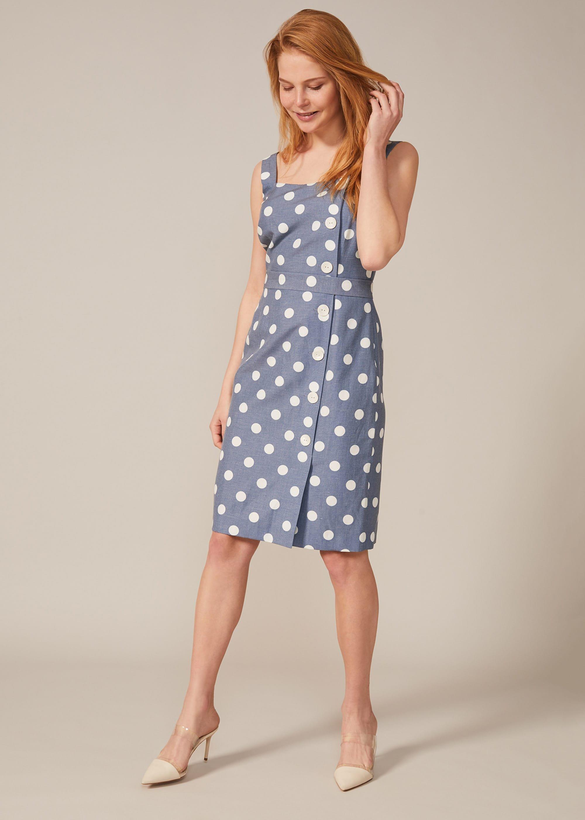 Amelia Linen-Blend Spot Dress