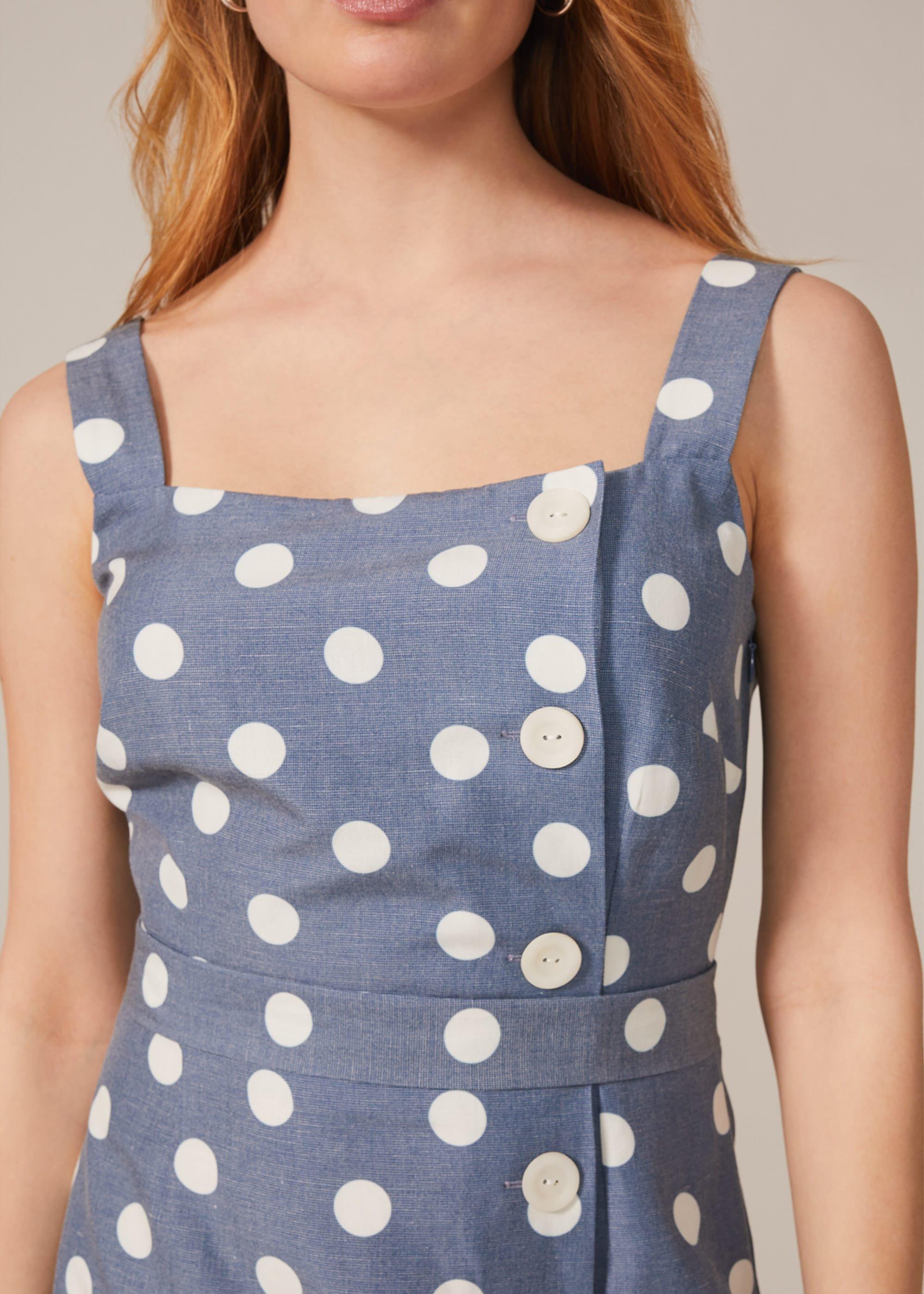 Amelia Linen-Blend Spot Dress
