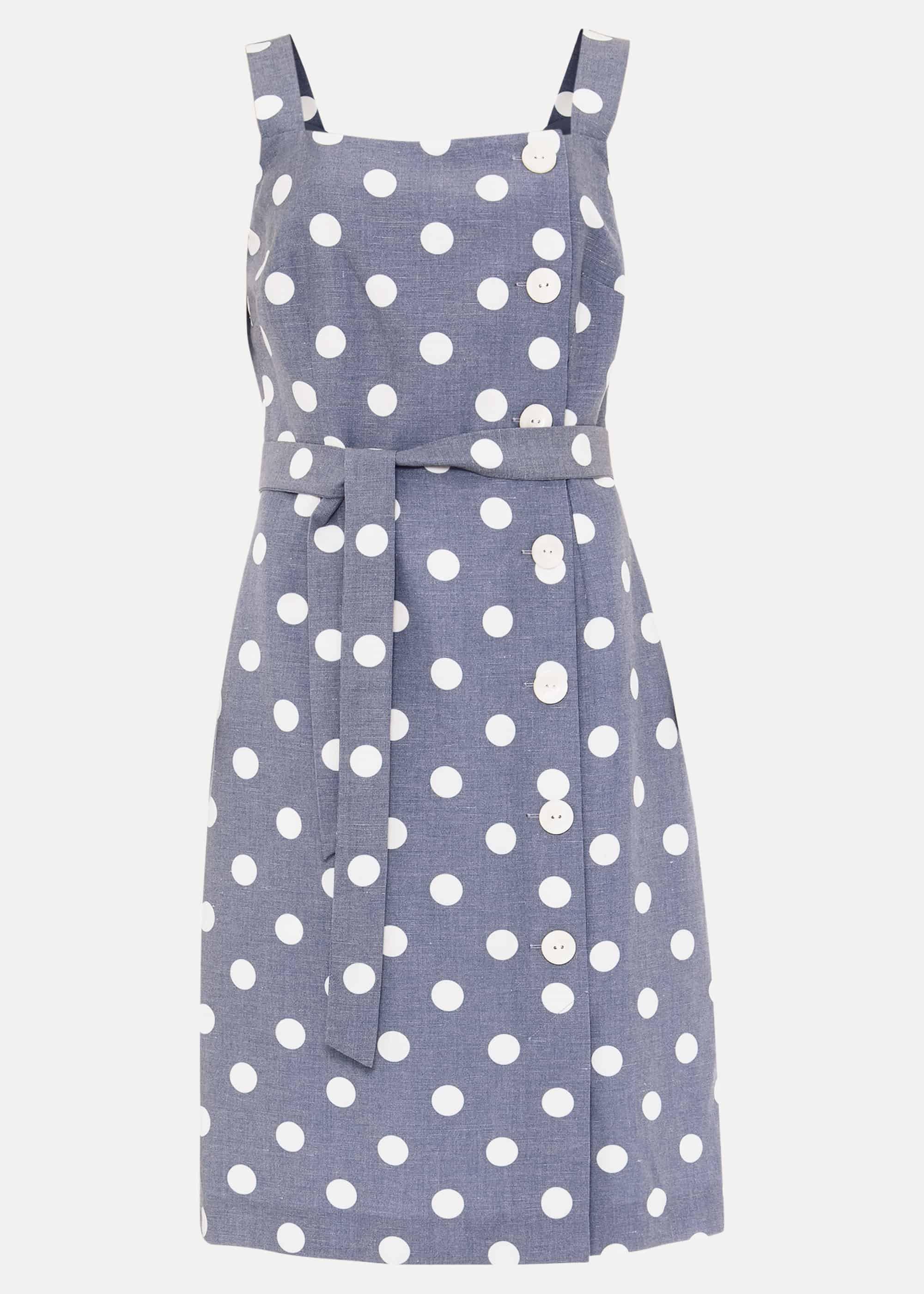Amelia Linen-Blend Spot Dress
