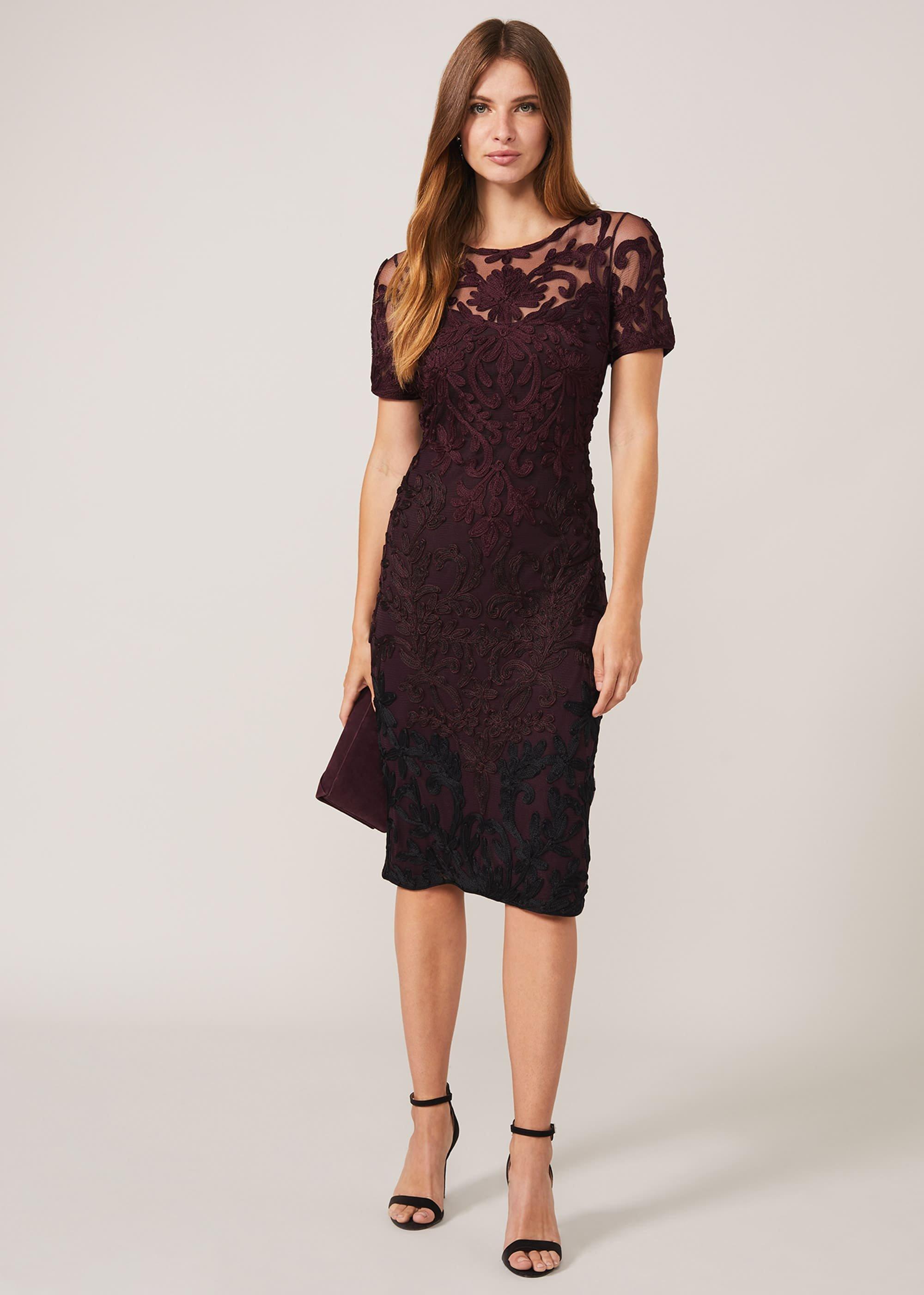 Kadie Cap Sleeve Tapework Dress