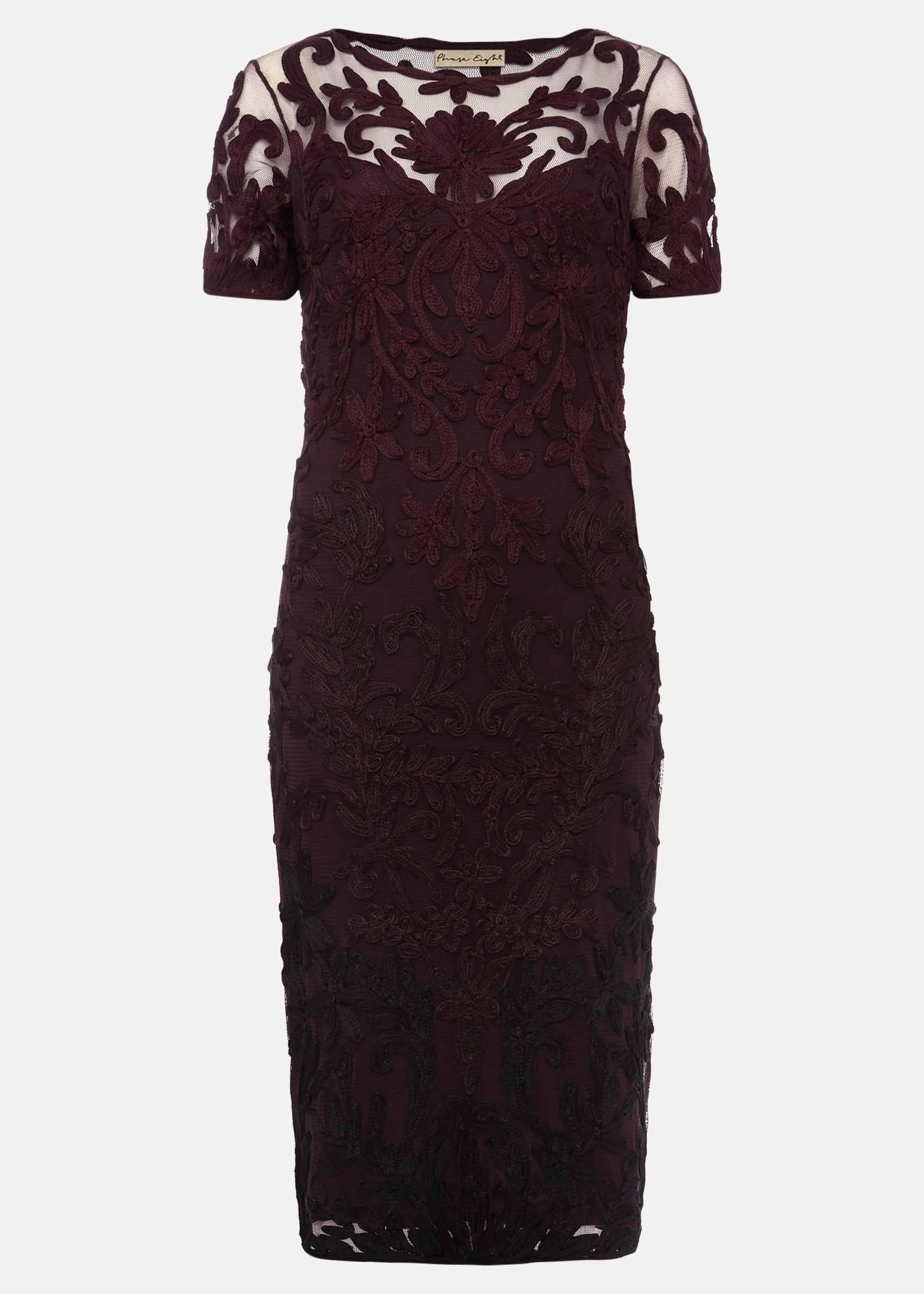 Kadie Cap Sleeve Tapework Dress