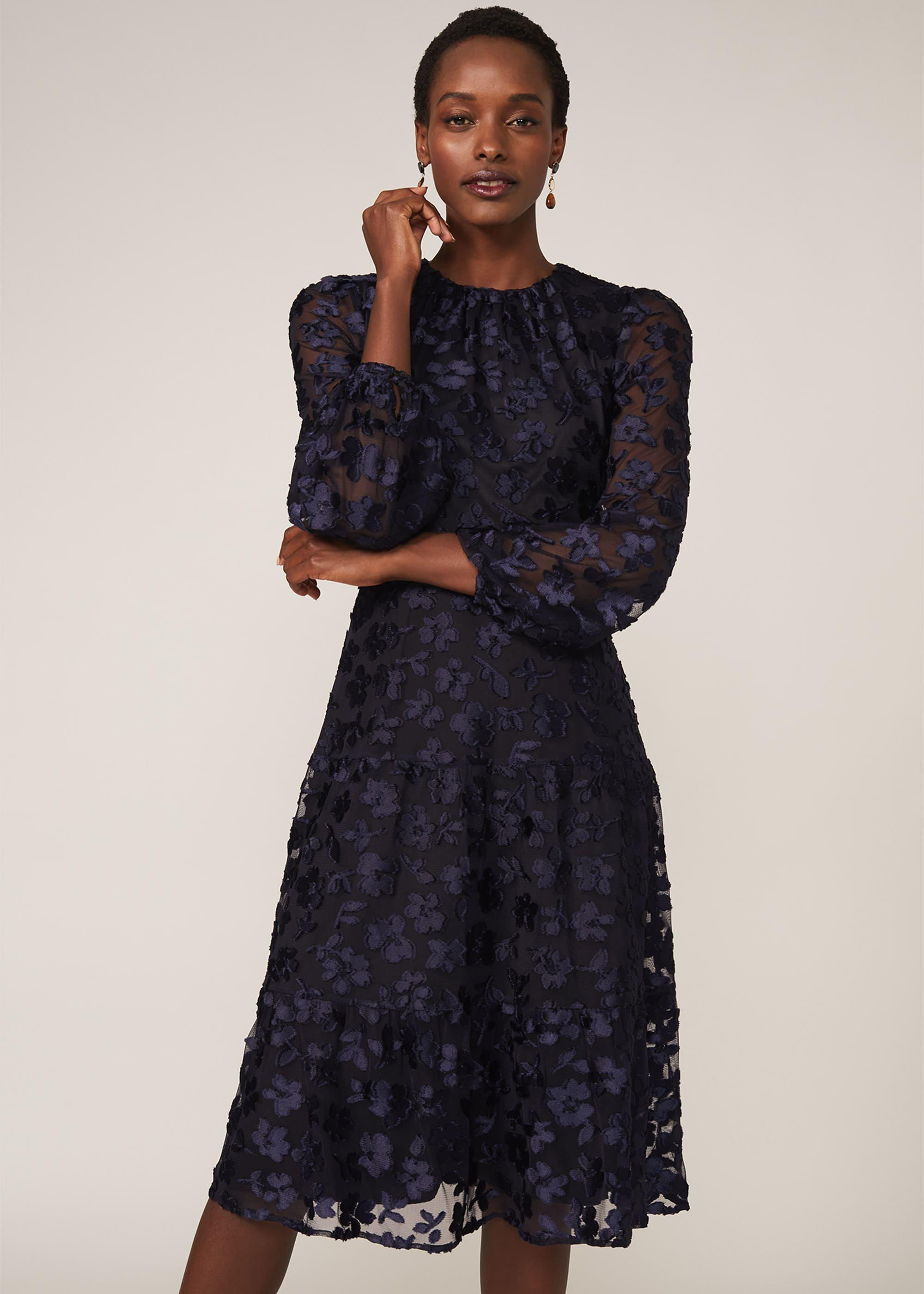 Rhona Floral Flocked Dress