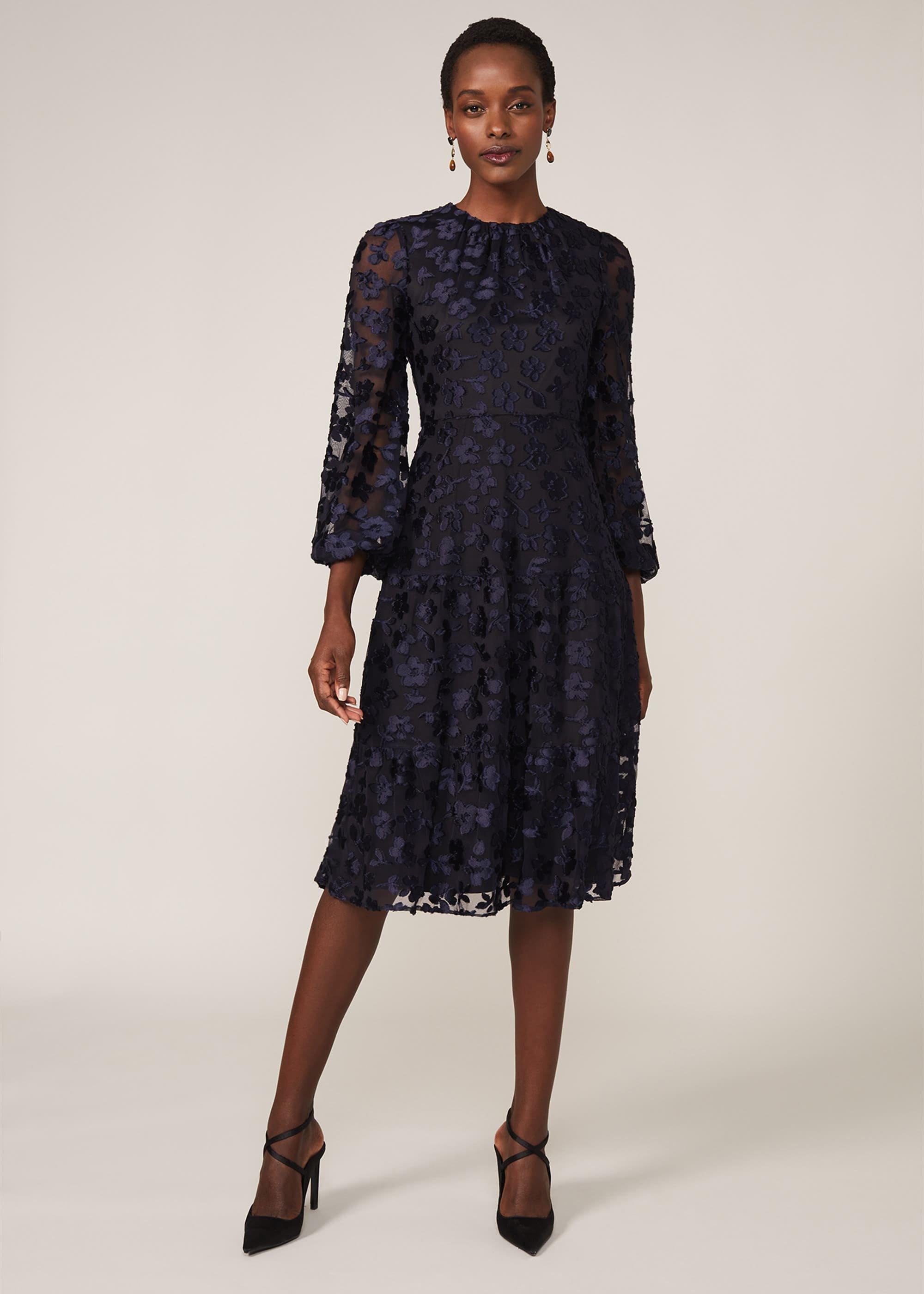 Rhona Floral Flocked Dress
