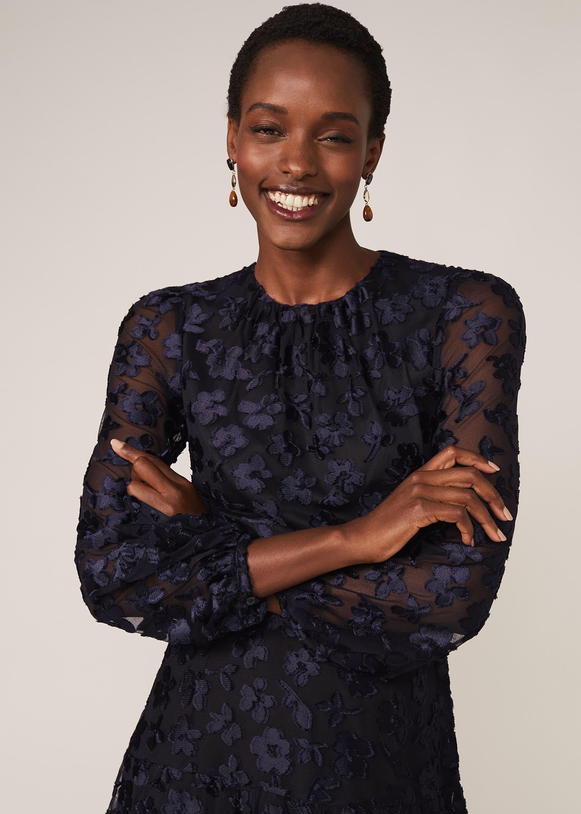 Rhona Floral Flocked Dress