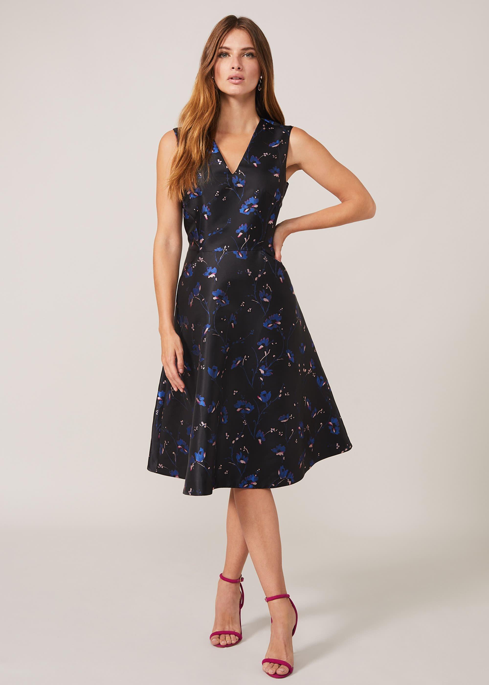 Ottilie Floral Jacquard Fit And Flare Dress