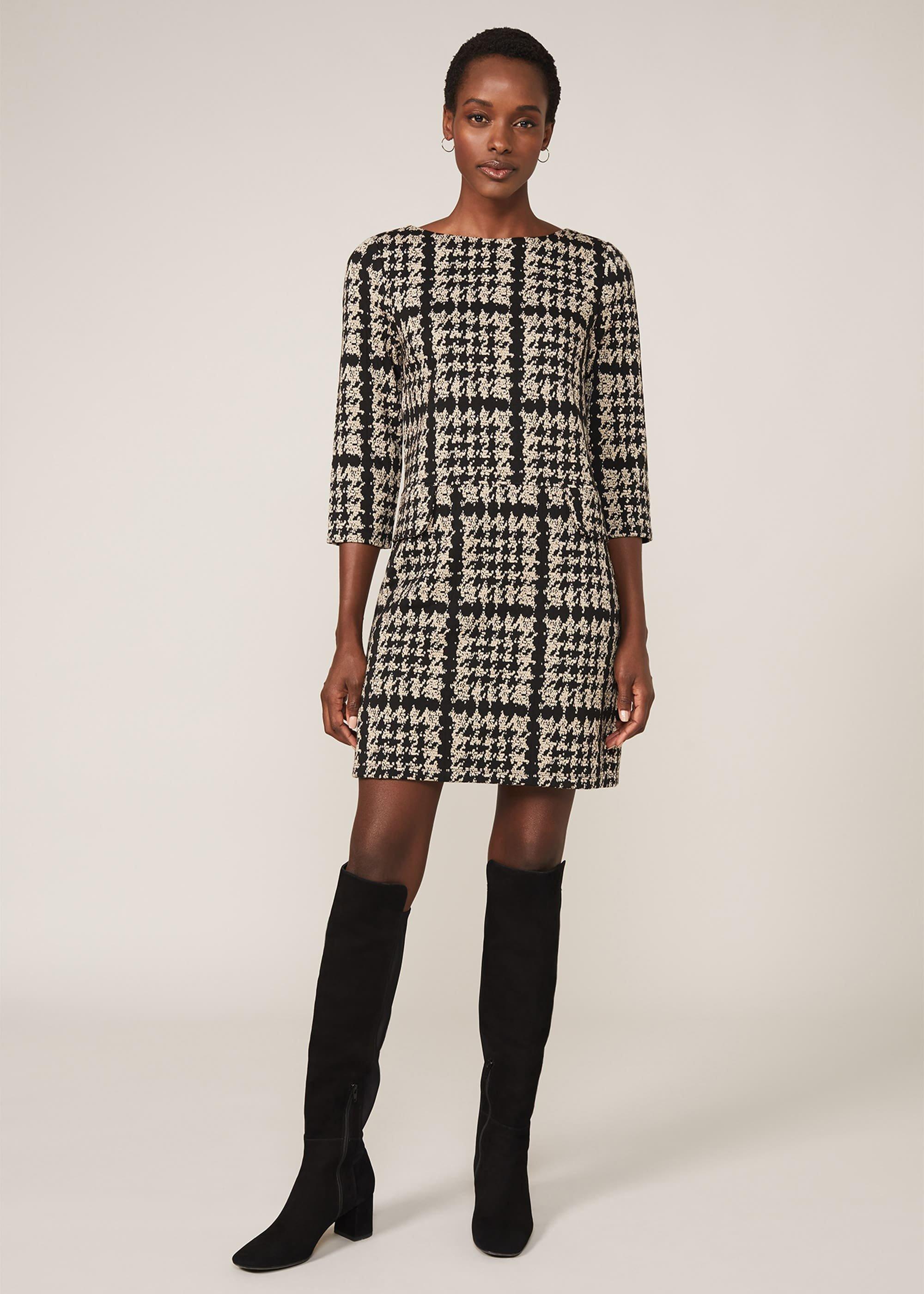 Amani Houndstooth Check Tunic Dress