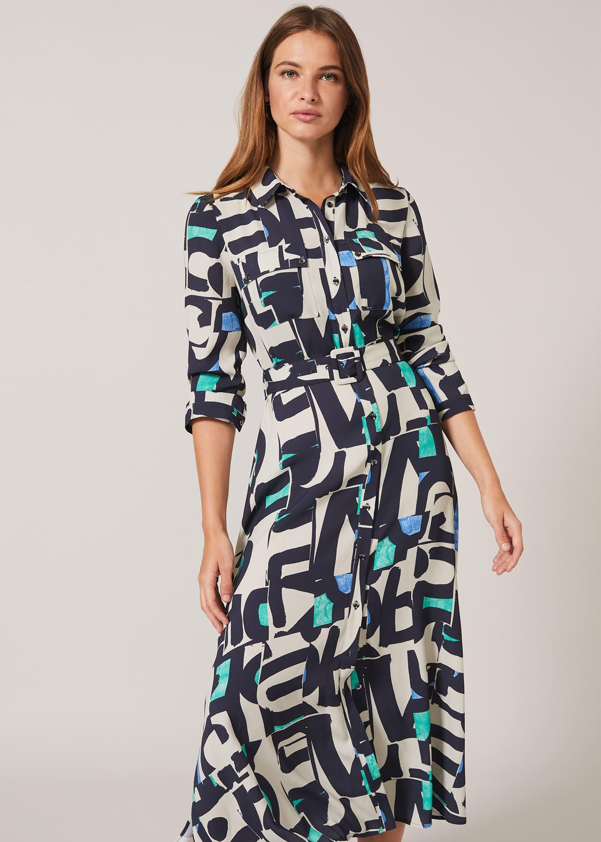 Lakely Abstract Print Shirt Dress