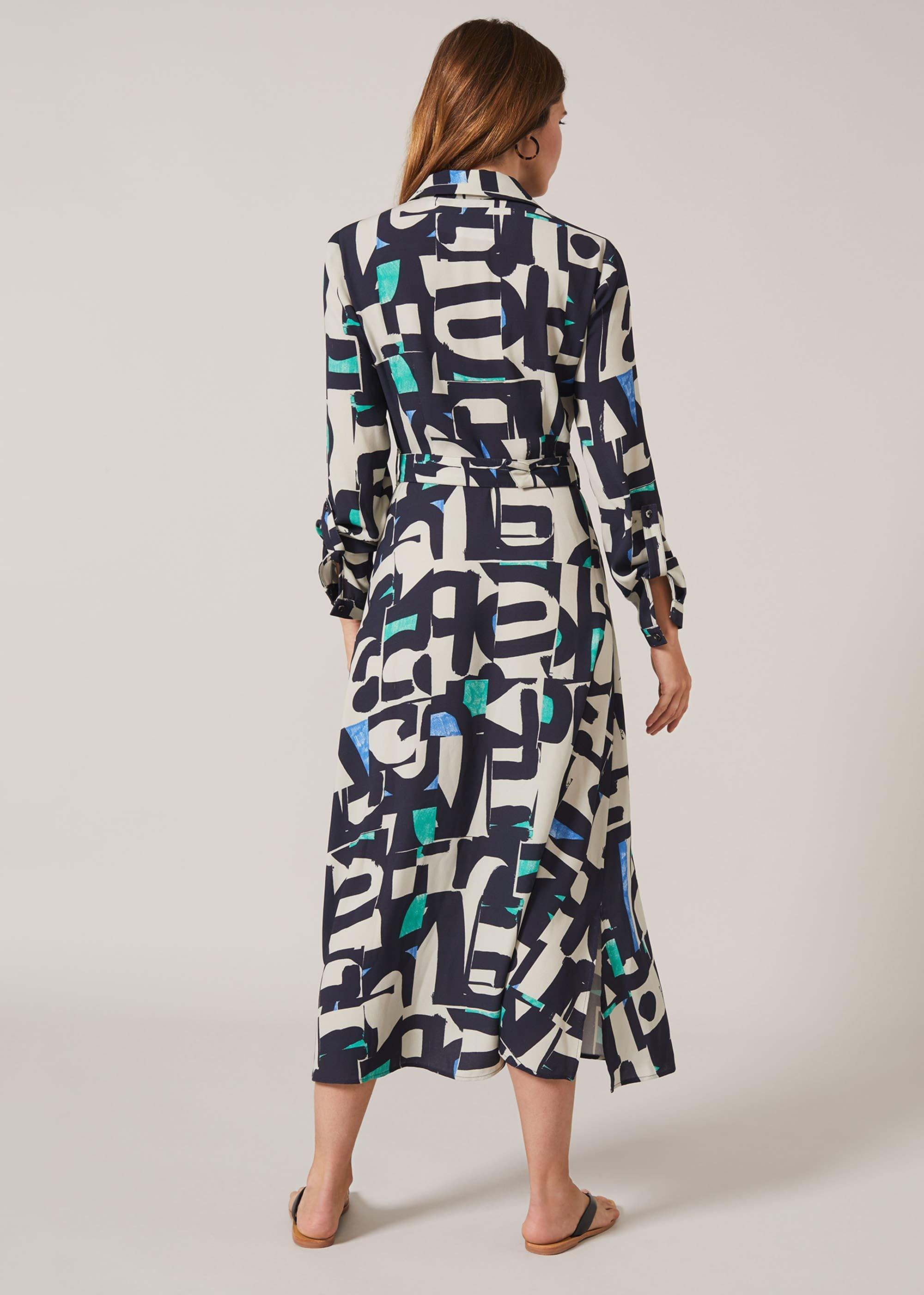 Lakely Abstract Print Shirt Dress
