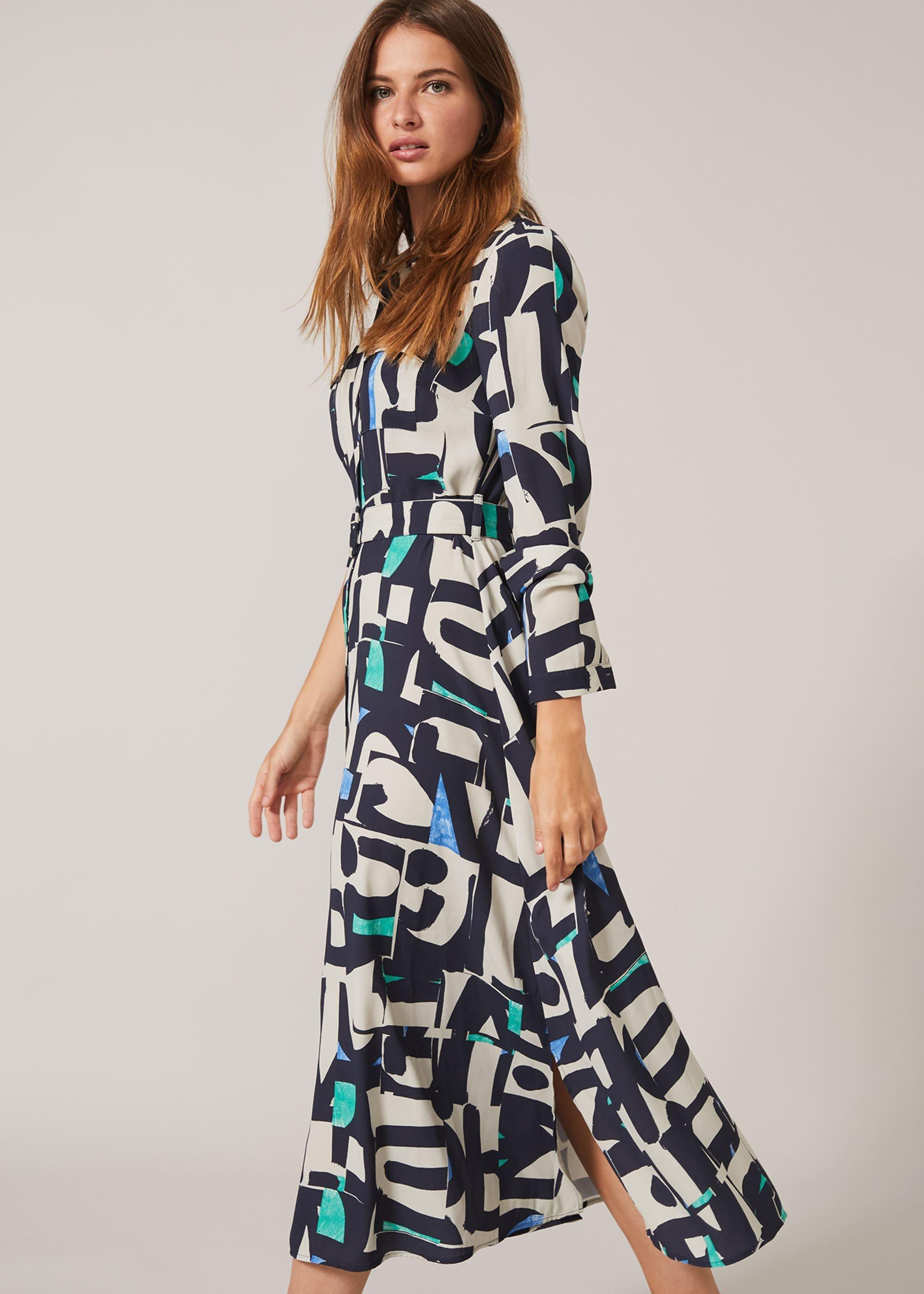 Lakely Abstract Print Shirt Dress