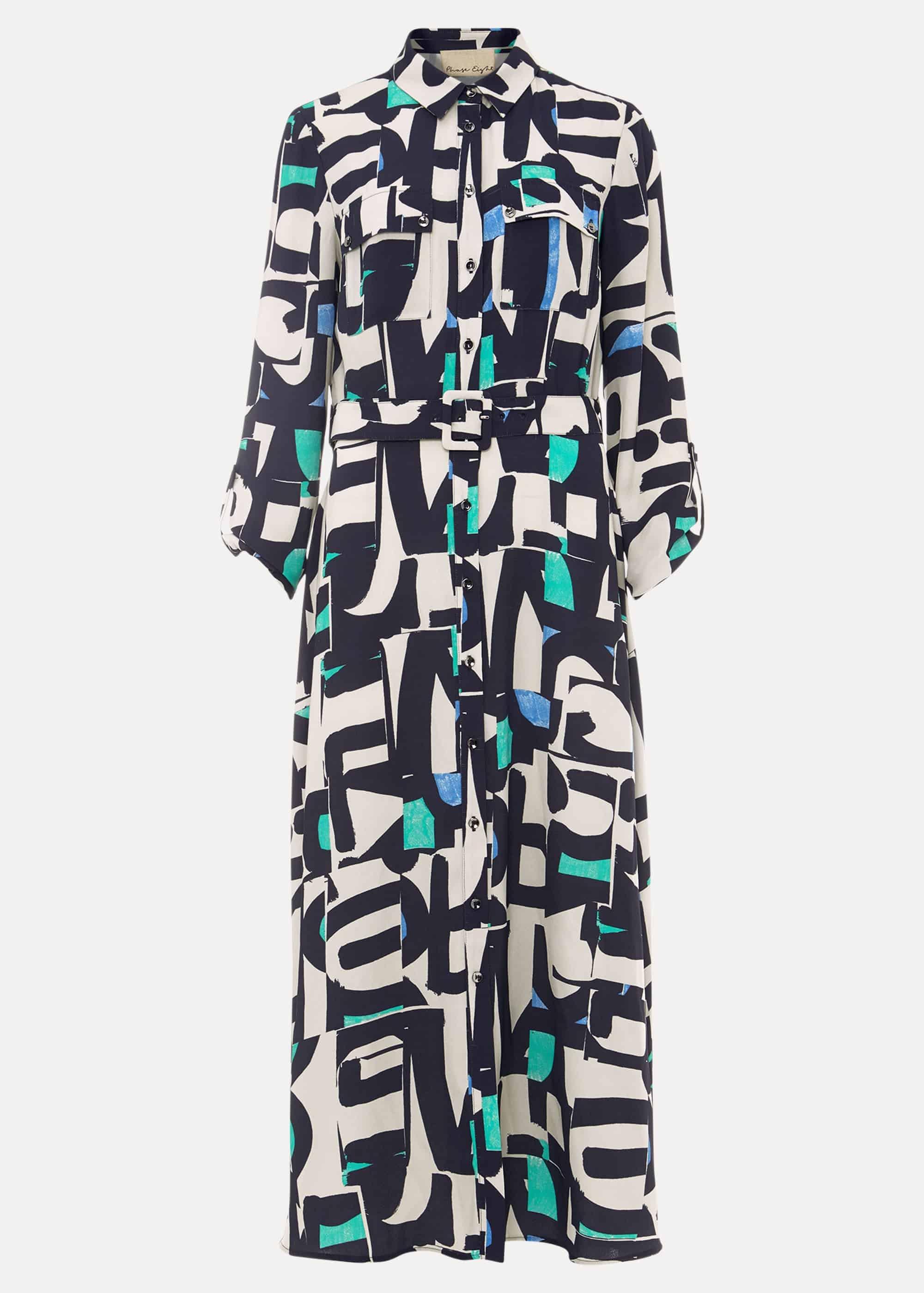 Lakely Abstract Print Shirt Dress