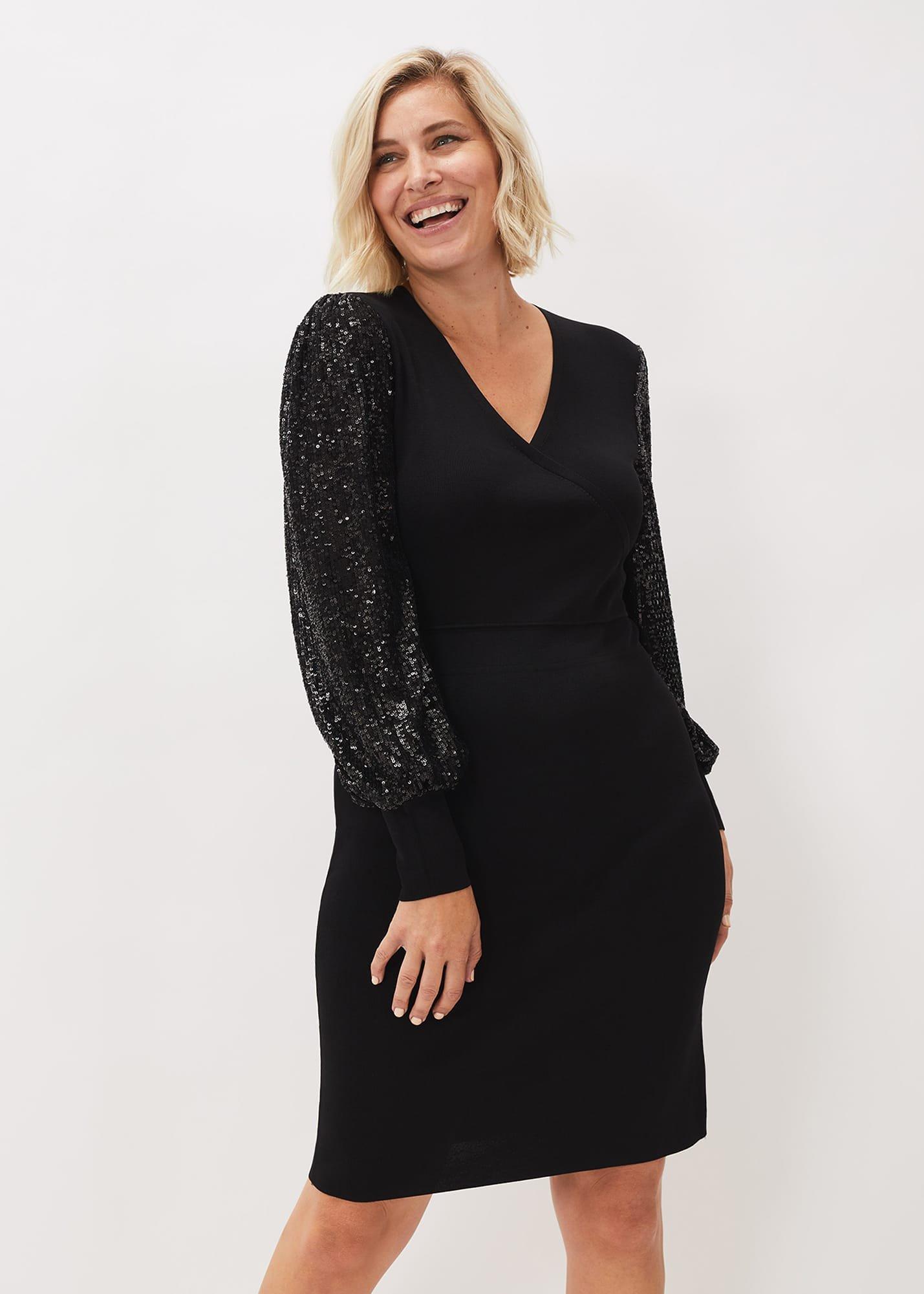 Glynis Sequin Knitted Wrap Dress