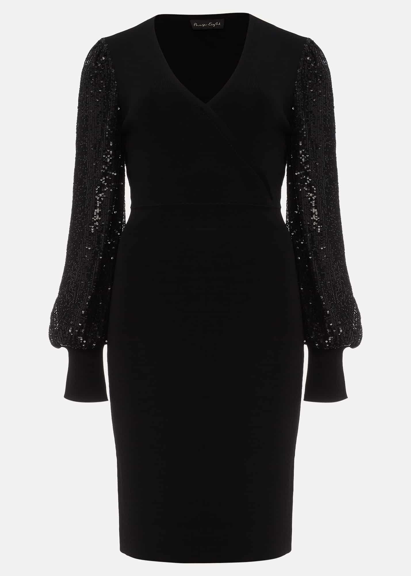 Glynis Sequin Knitted Wrap Dress
