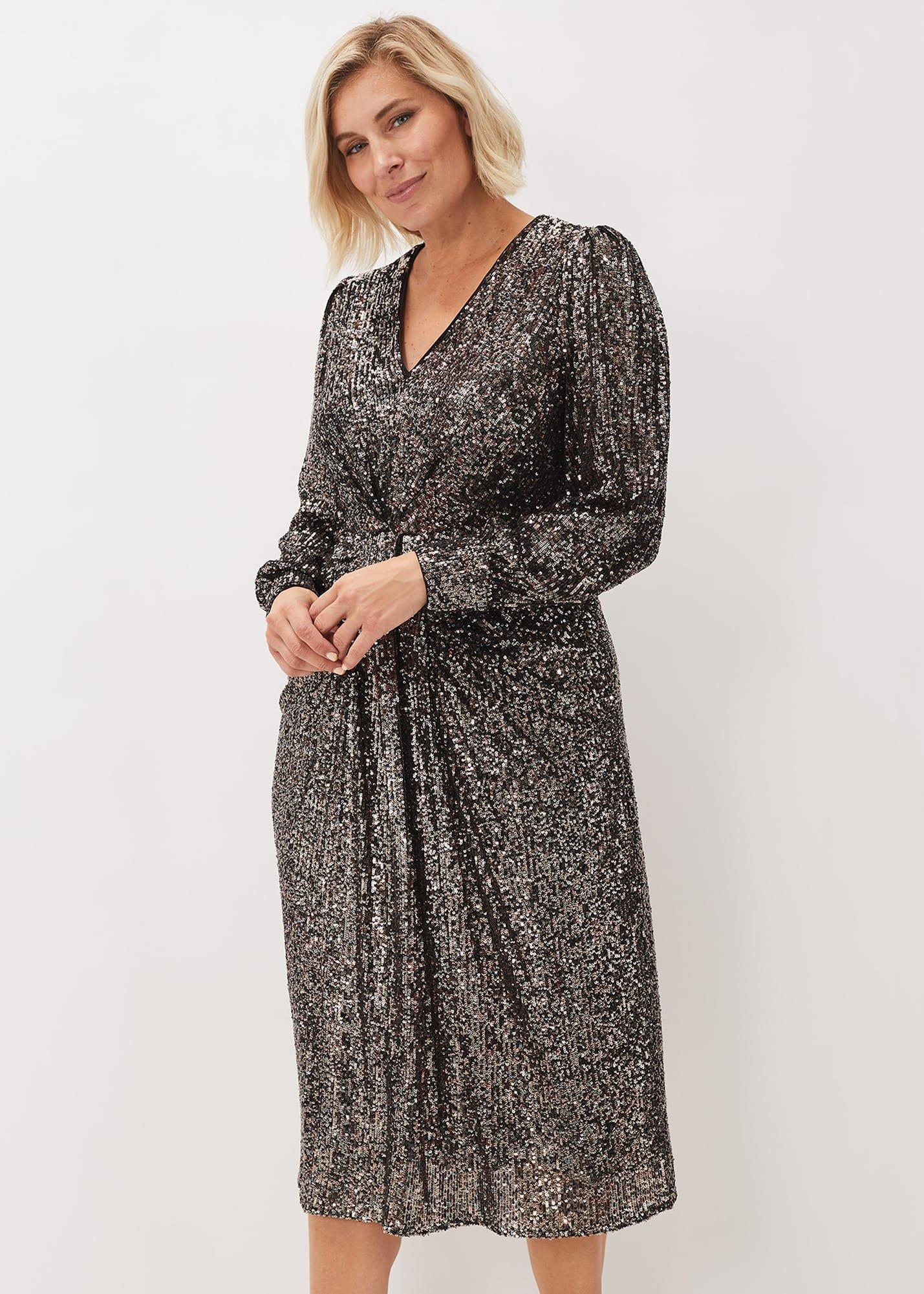Haisley Sequin Sleeved Dress