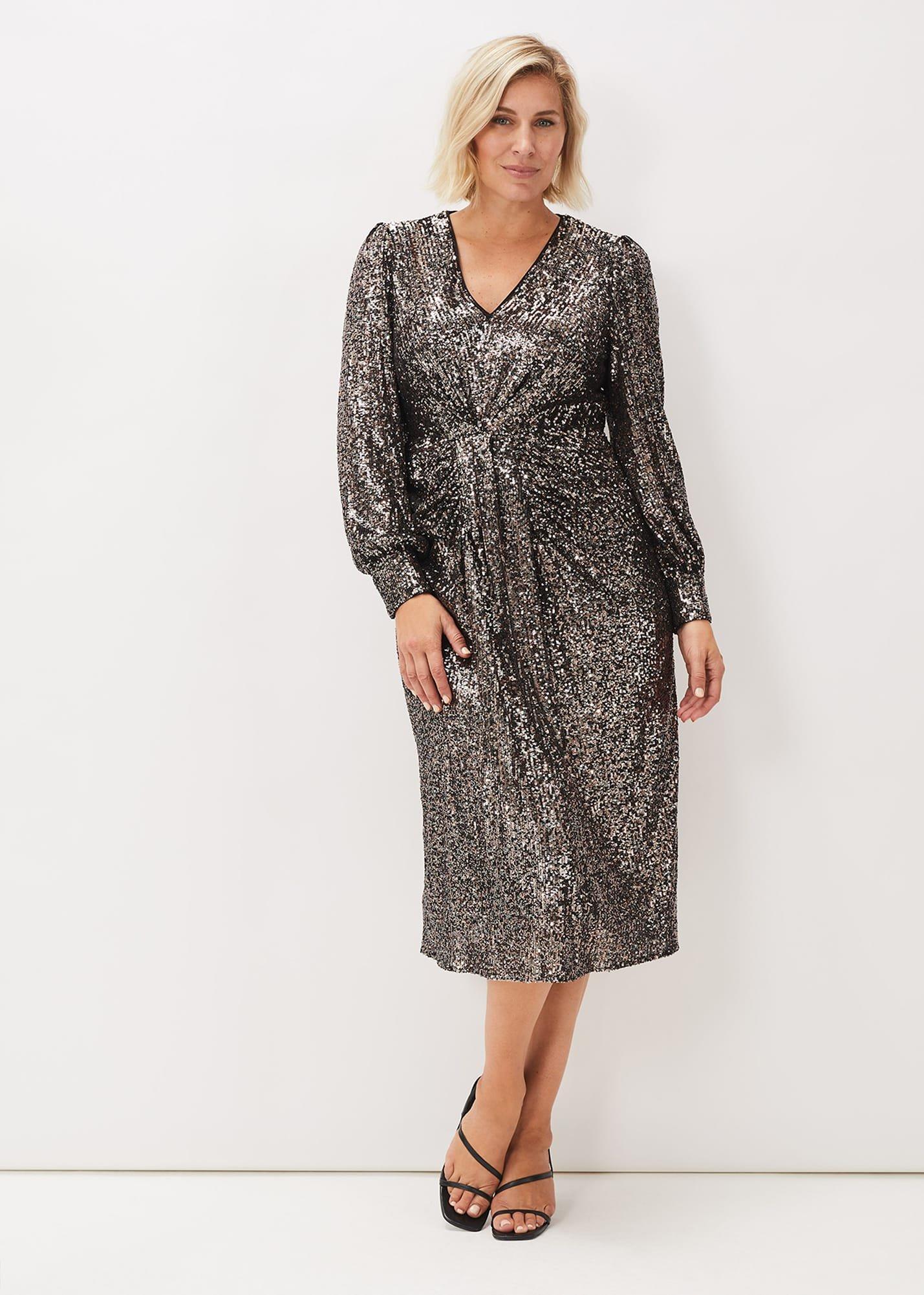 Haisley Sequin Sleeved Dress