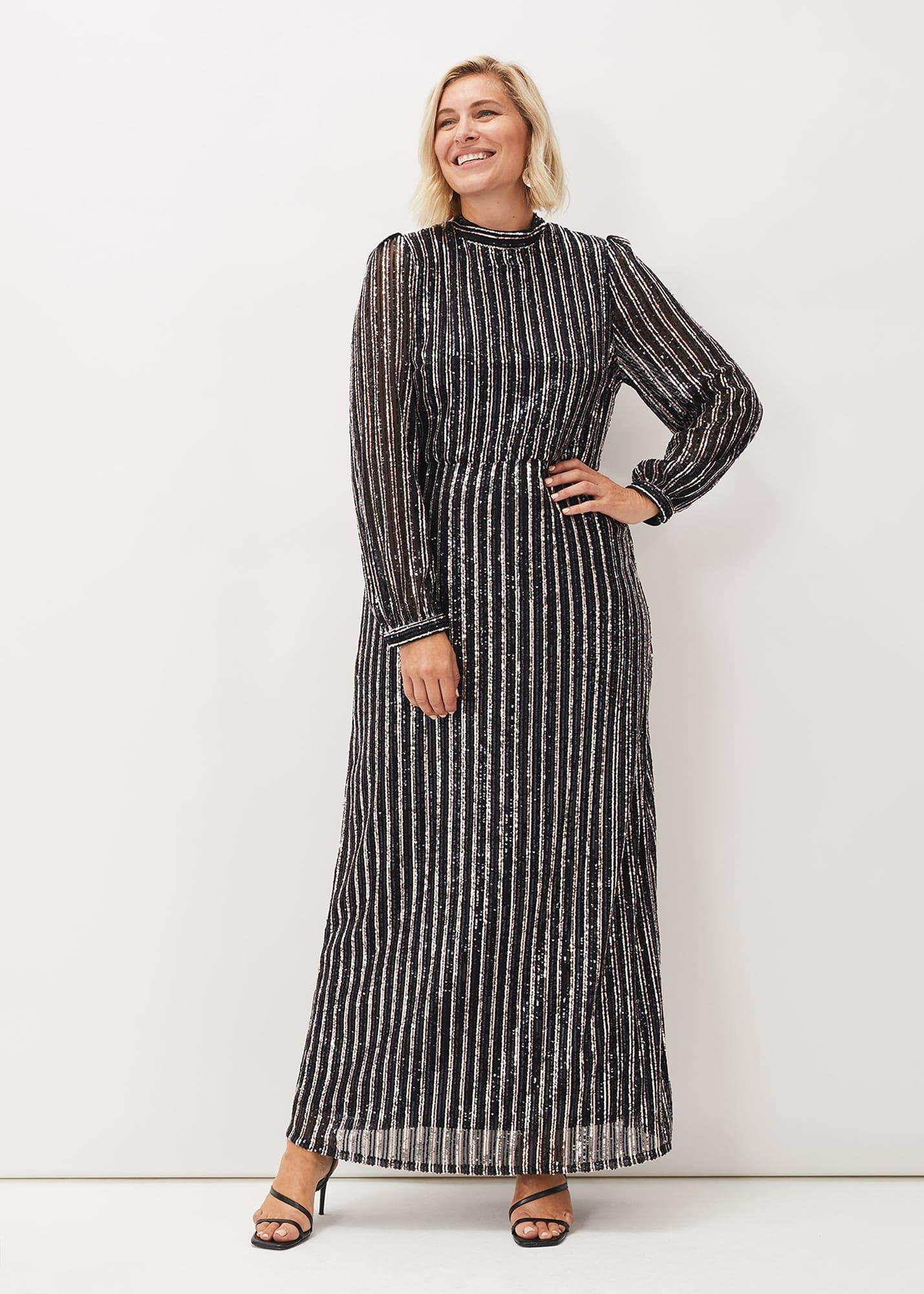 Jaylin Sequin Stripe Maxi Dress