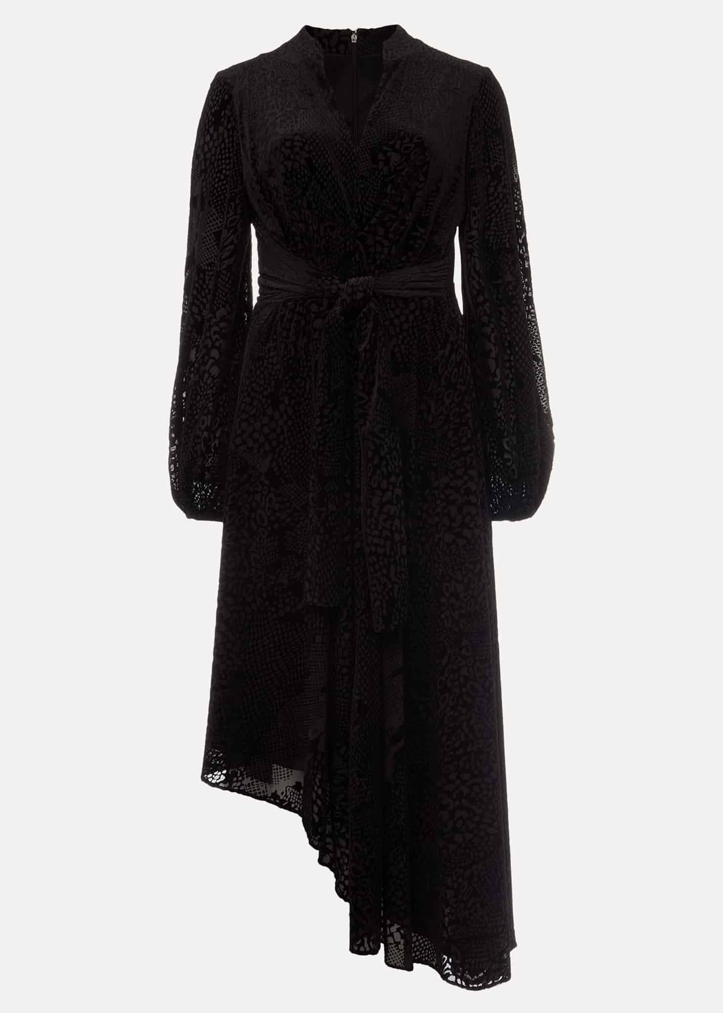 Devore Tie Asymmetric Dress