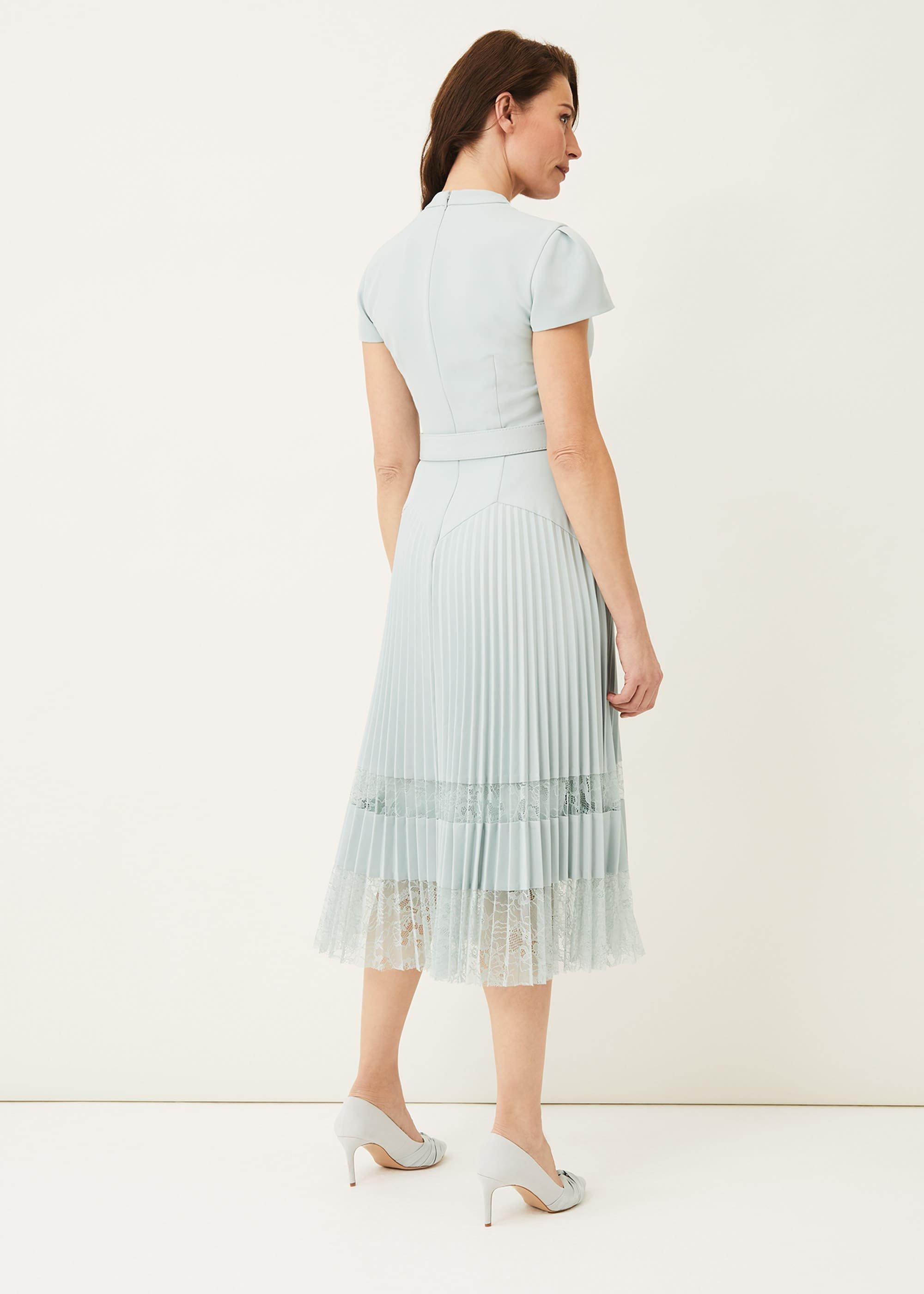 Hannah Pleated Lace Insert Dress