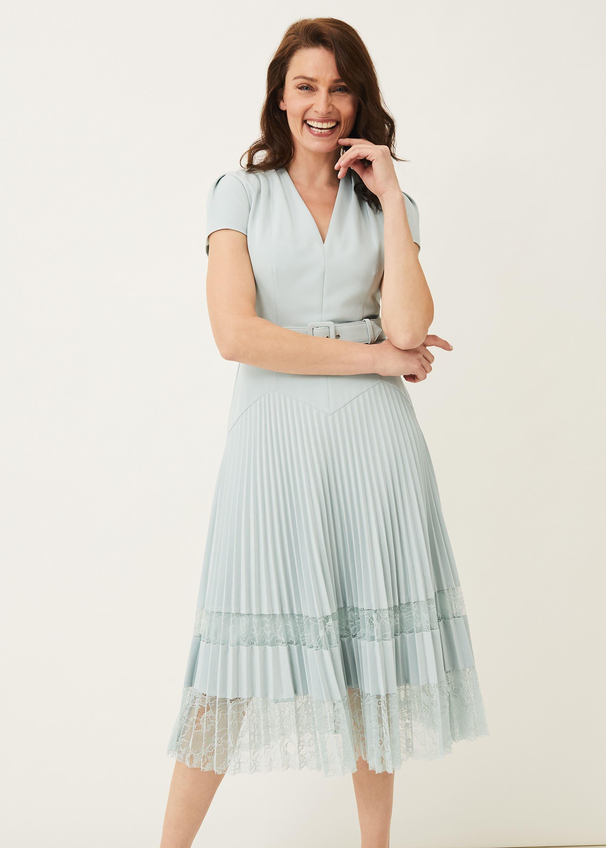 Hannah Pleated Lace Insert Dress