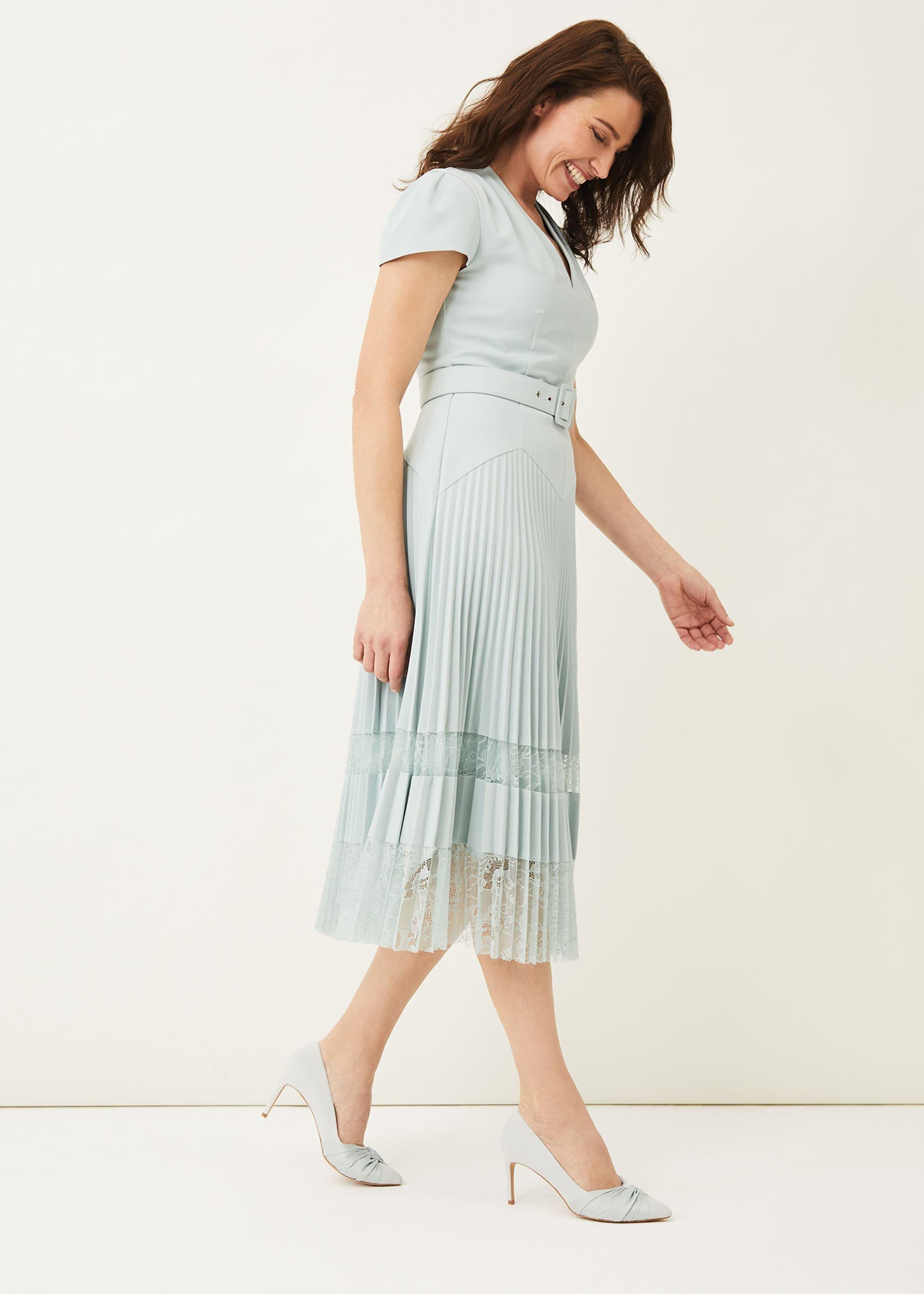 Hannah Pleated Lace Insert Dress