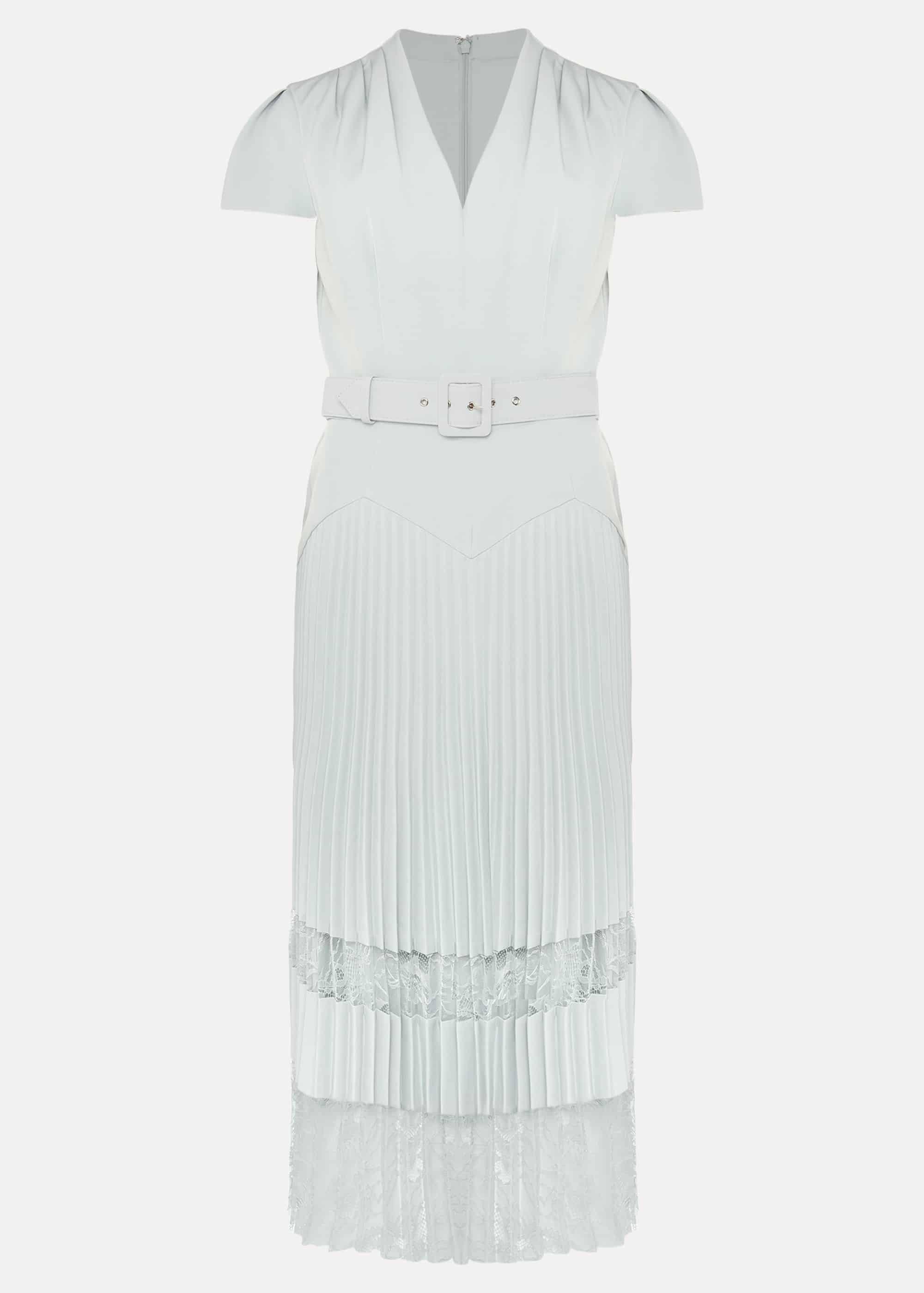 Hannah Pleated Lace Insert Dress