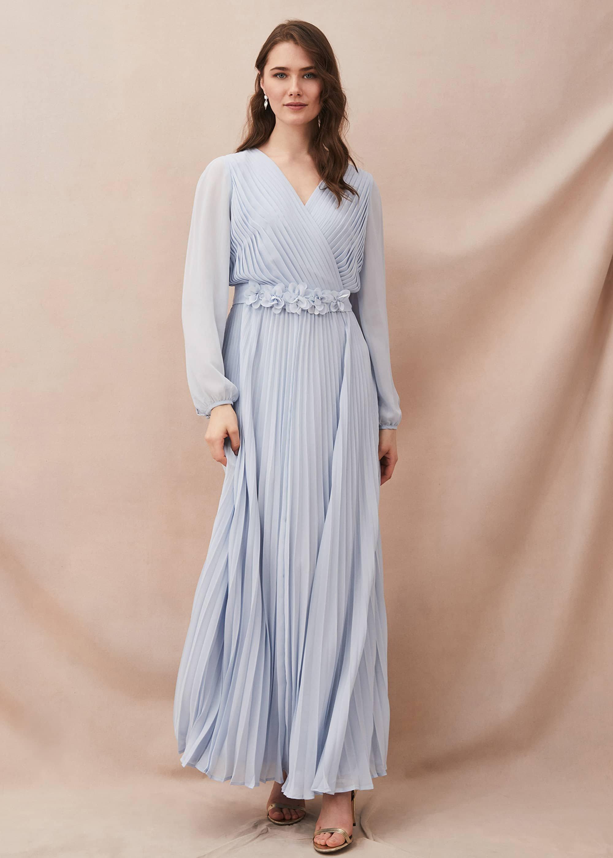 Alecia Pleated Chiffon Maxi Dress