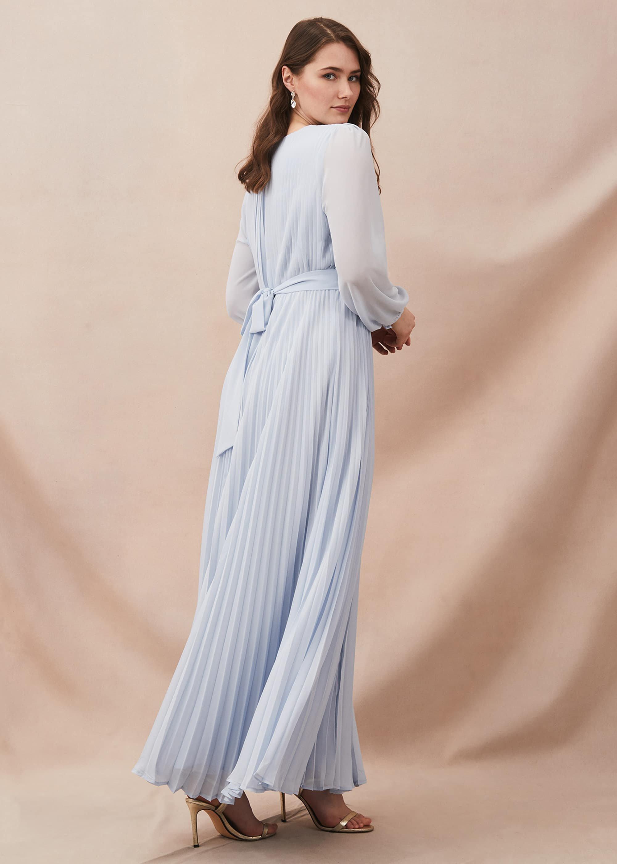 Alecia Pleated Chiffon Maxi Dress