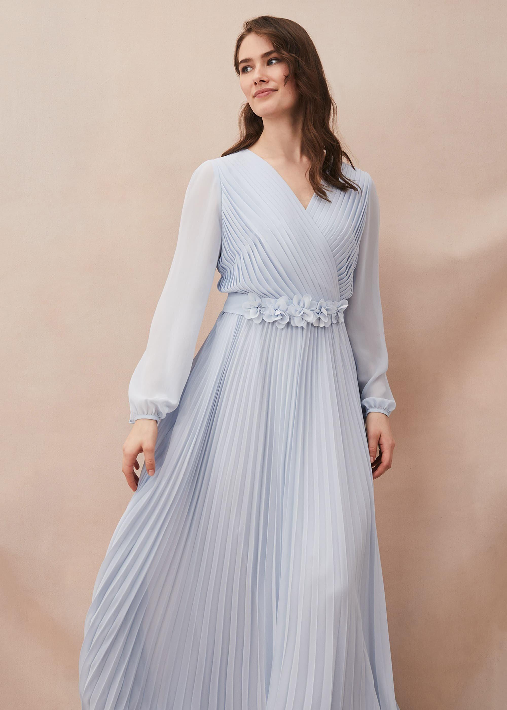 Alecia Pleated Chiffon Maxi Dress