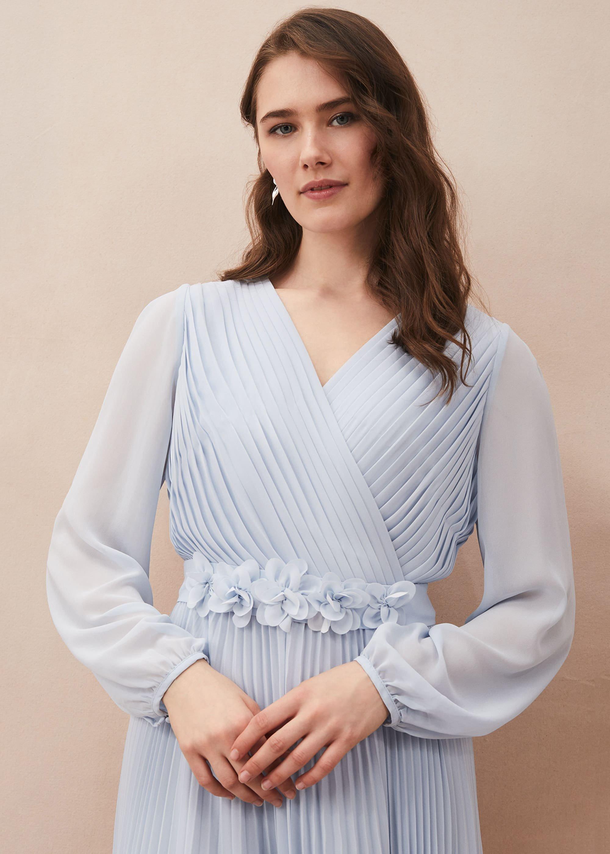 Alecia Pleated Chiffon Maxi Dress